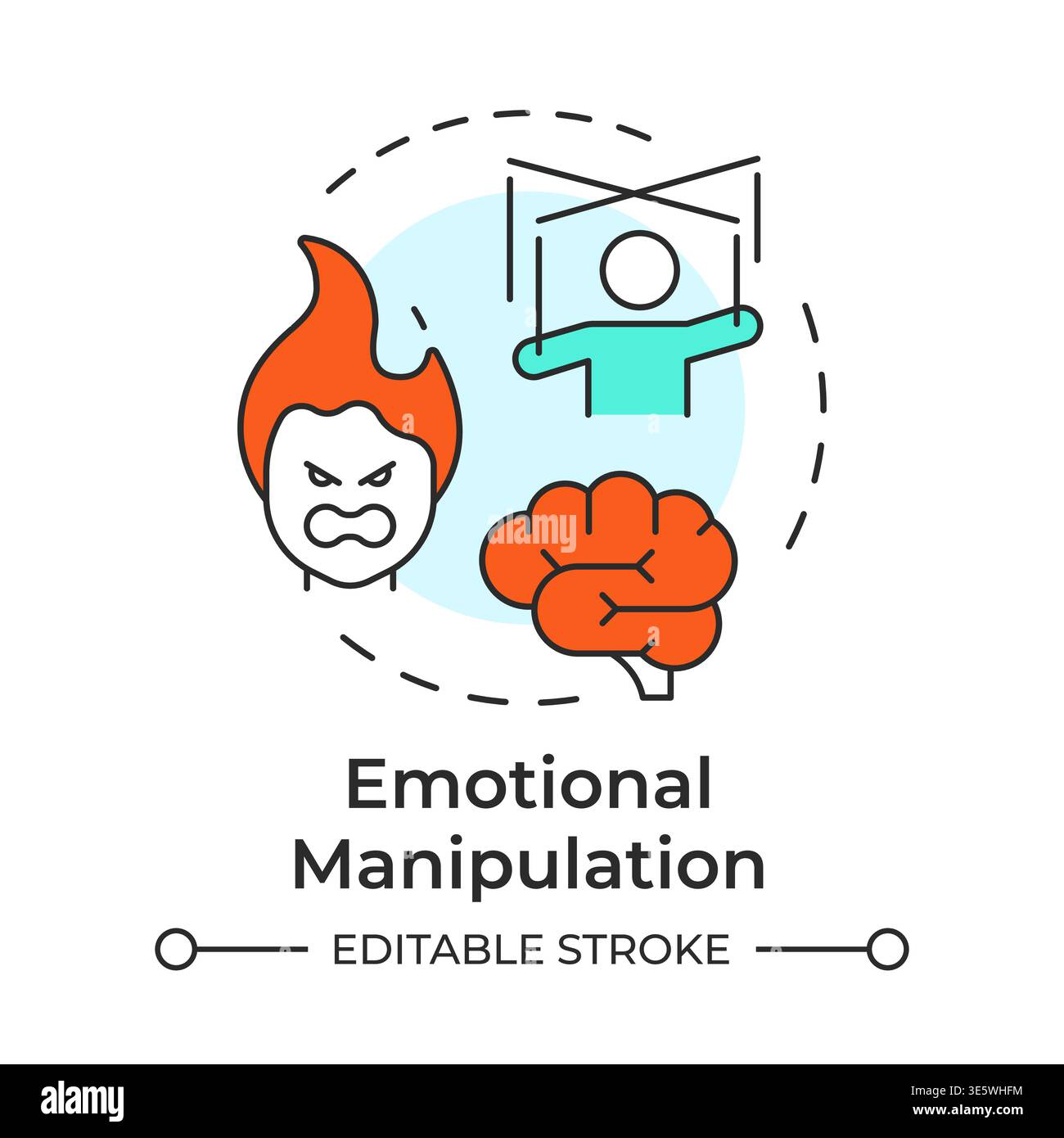 Emotional manipulation multi color concept icon Stock Vector