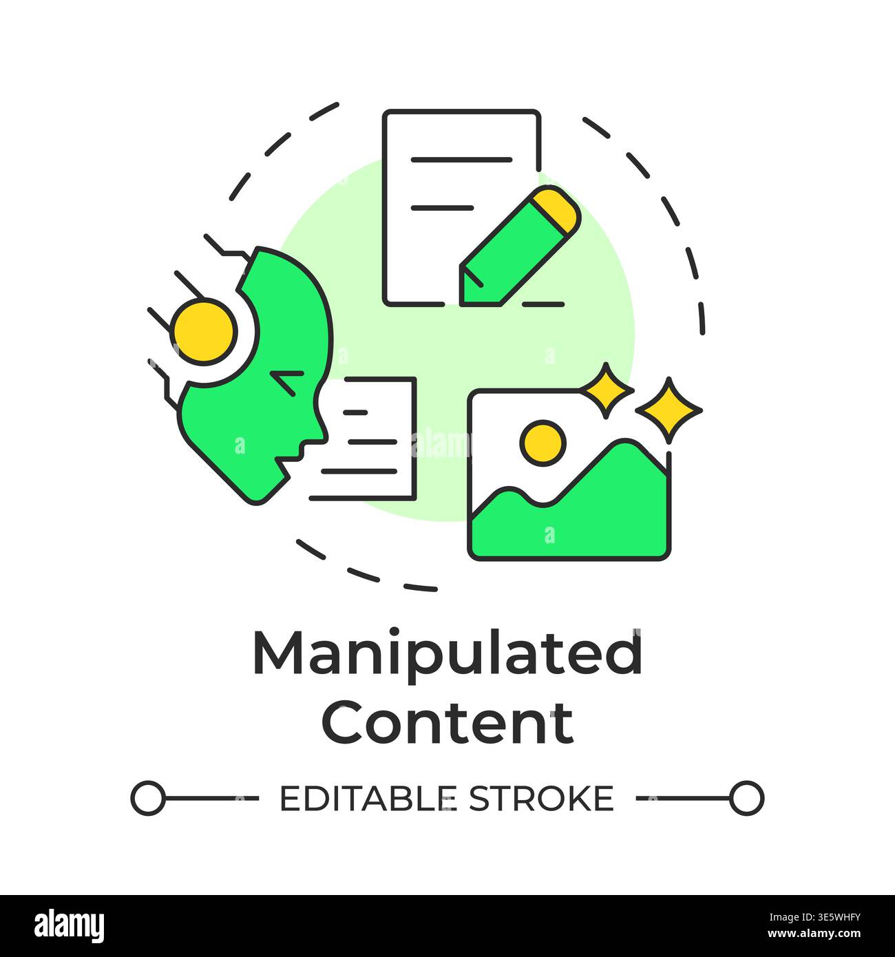 Manipulated content multi color concept icon Stock Vector