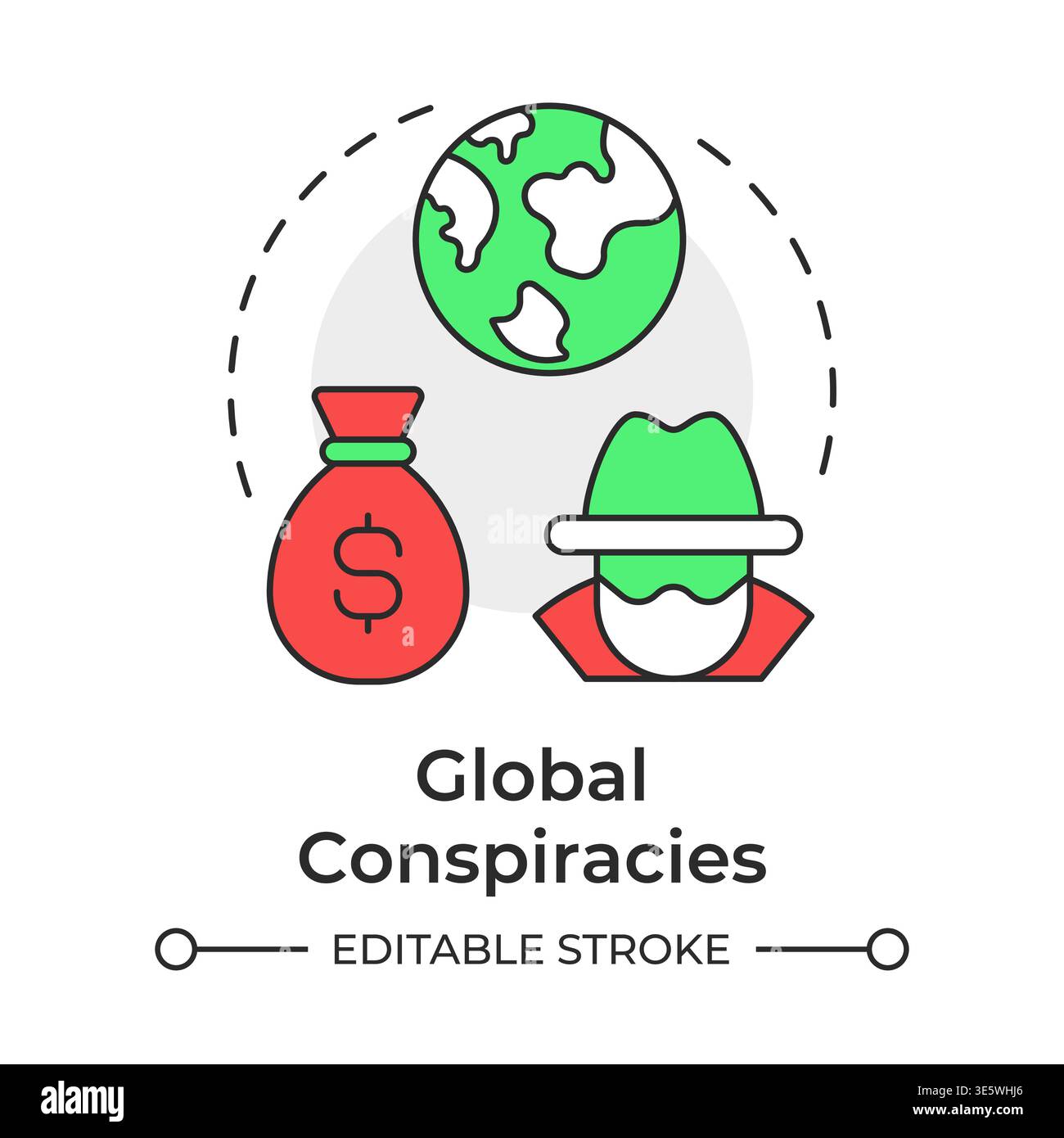 Global conspiracies multi color concept icon Stock Vector