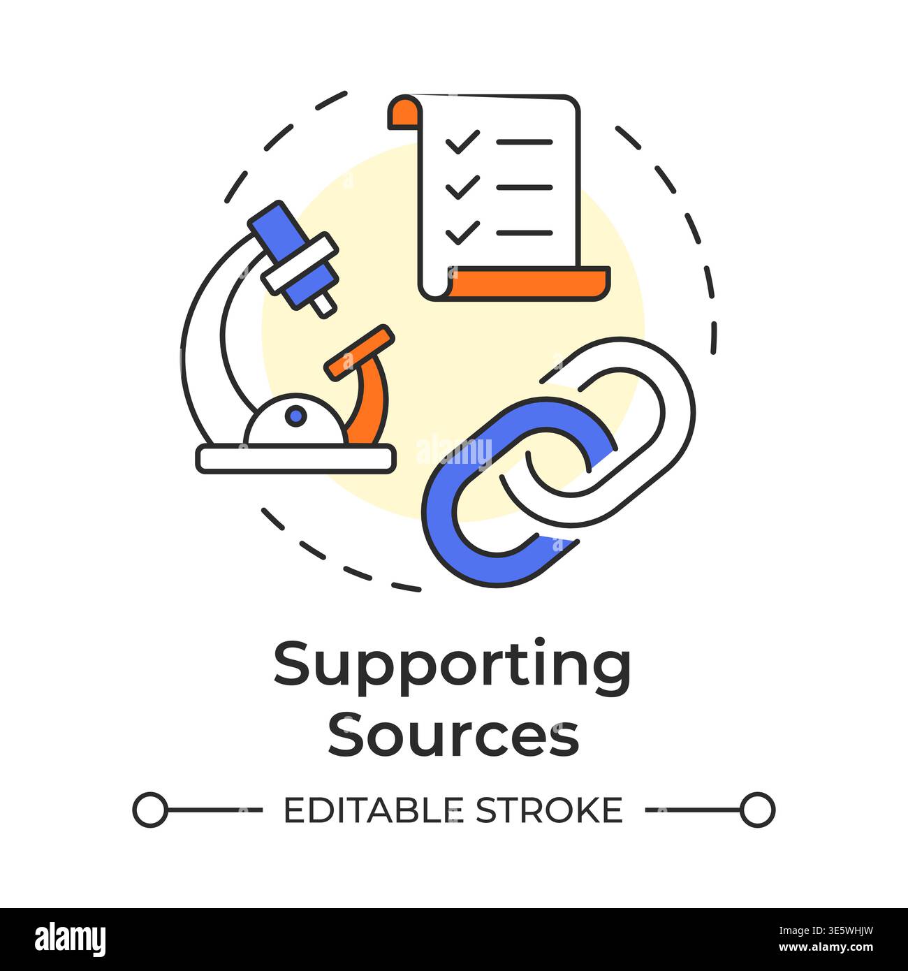 Supporting sources multi color concept icon Stock Vector