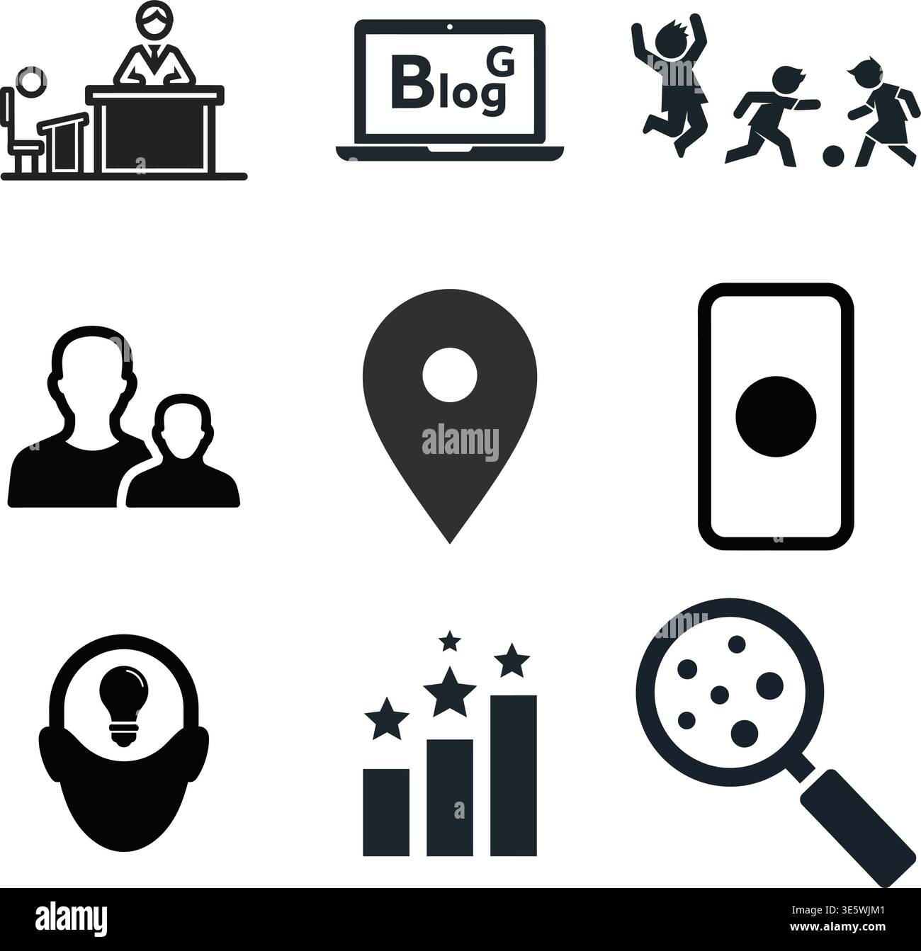 Icon set featuring education, teamwork, and progress. Stock Vector