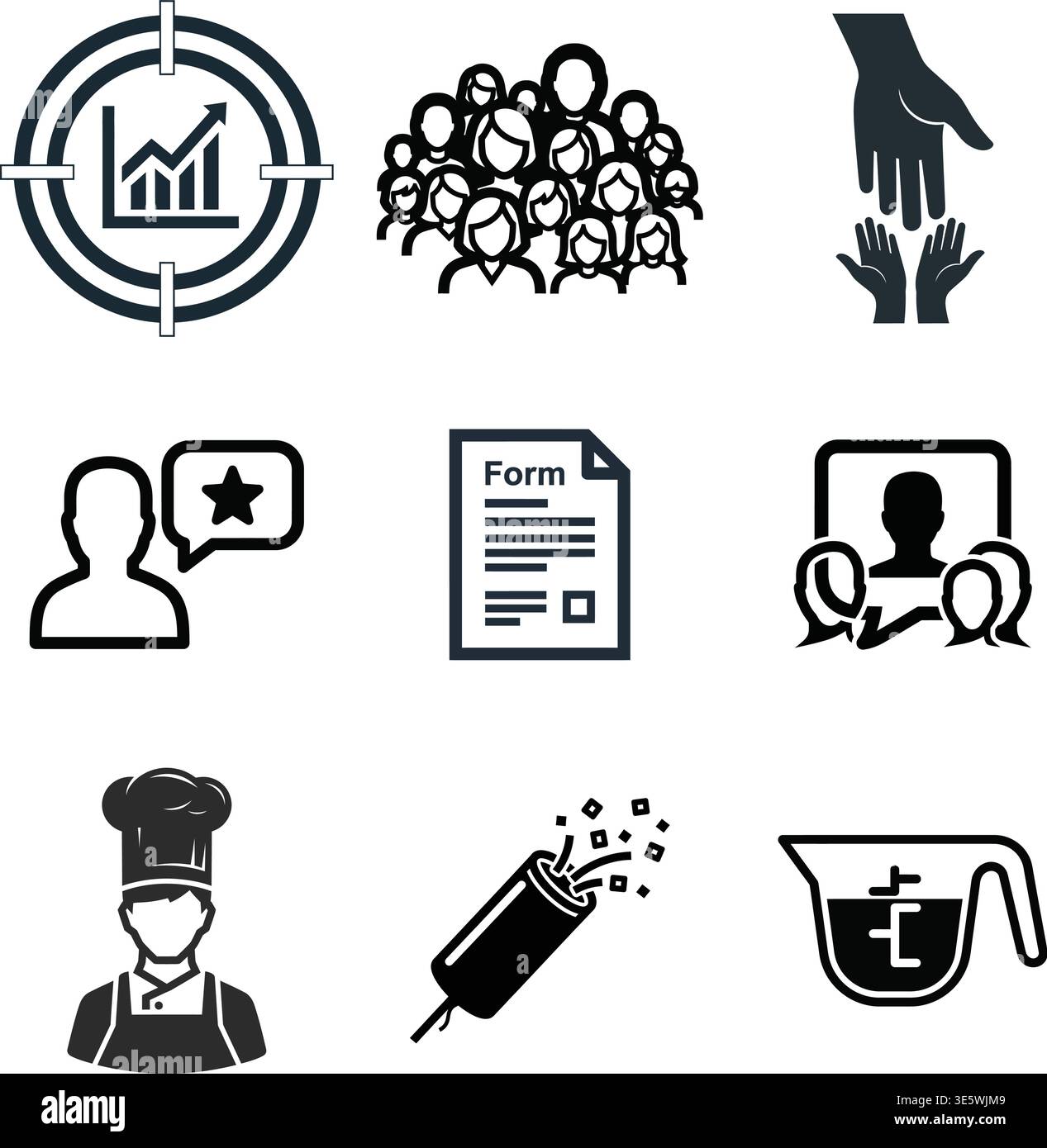 Icon set representing business, communication, and health. Stock Vector