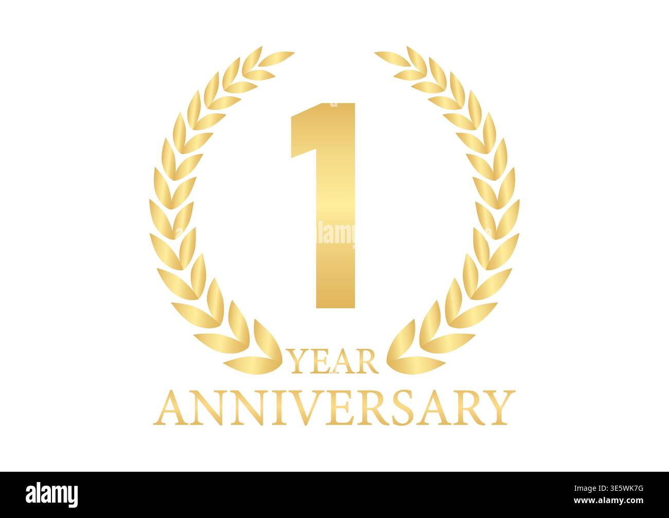 1 Year or One Year Anniversary Logo. Anniversary Celebration Logo for Wedding, Birthday Party or Celebration. Vector Illustration. Stock Vector