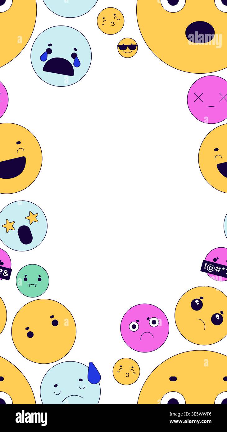 Cute emojis vertical frame copy-space Stock Vector