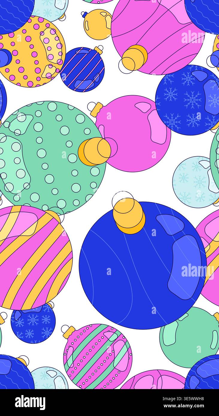 Christmas ornaments vertical seamless pattern illustration Stock Vector