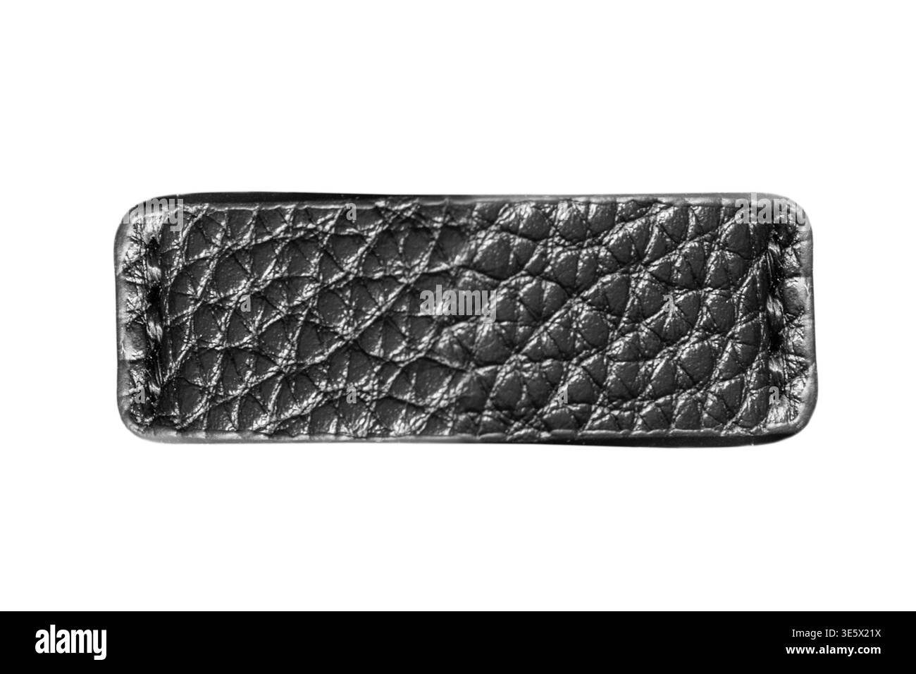 Blank black leather patch isolated on white background Stock Photo