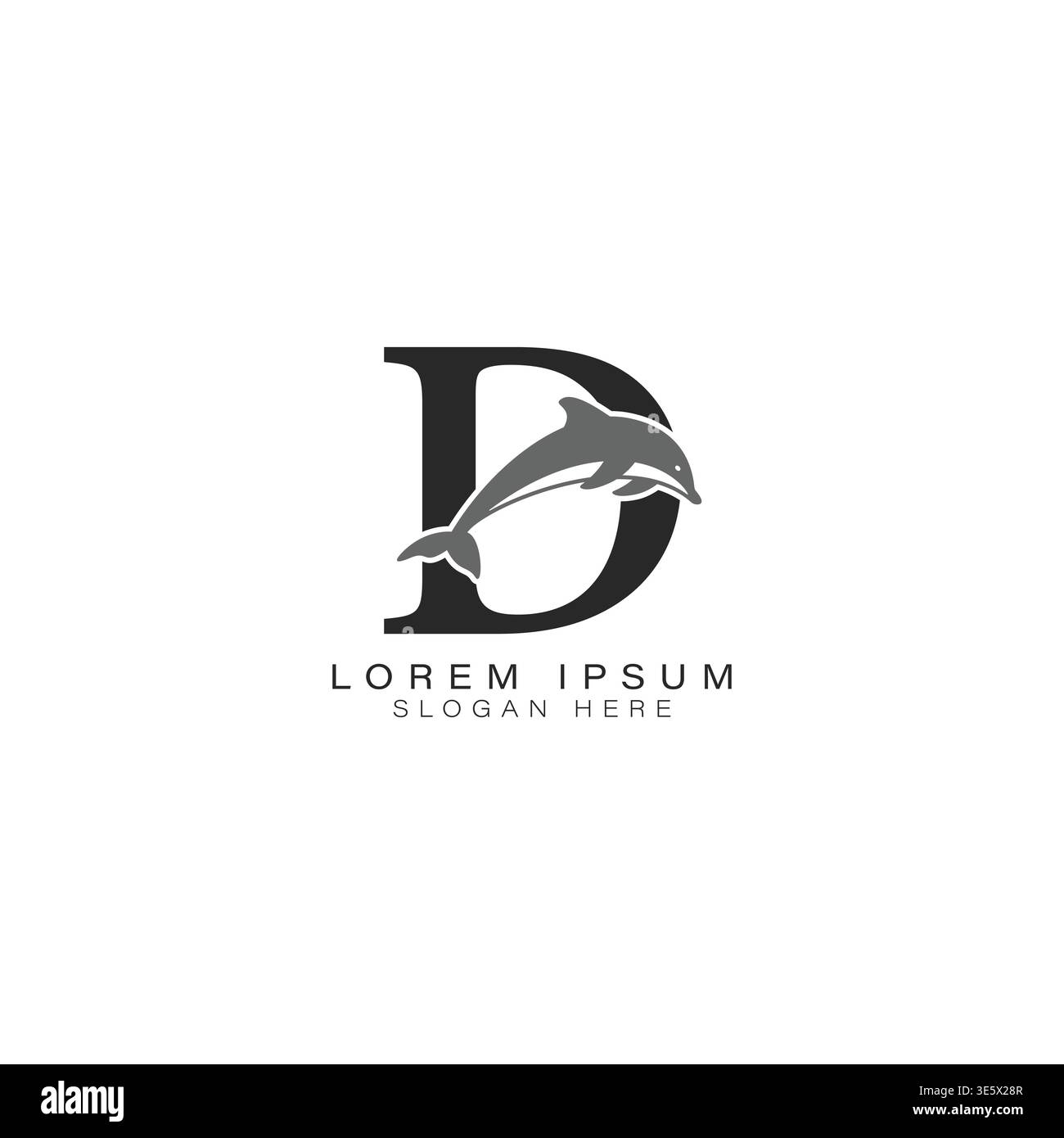 Letter D logo with Dolphin Art. Alphabet D Dolphin Icon Design Stock ...