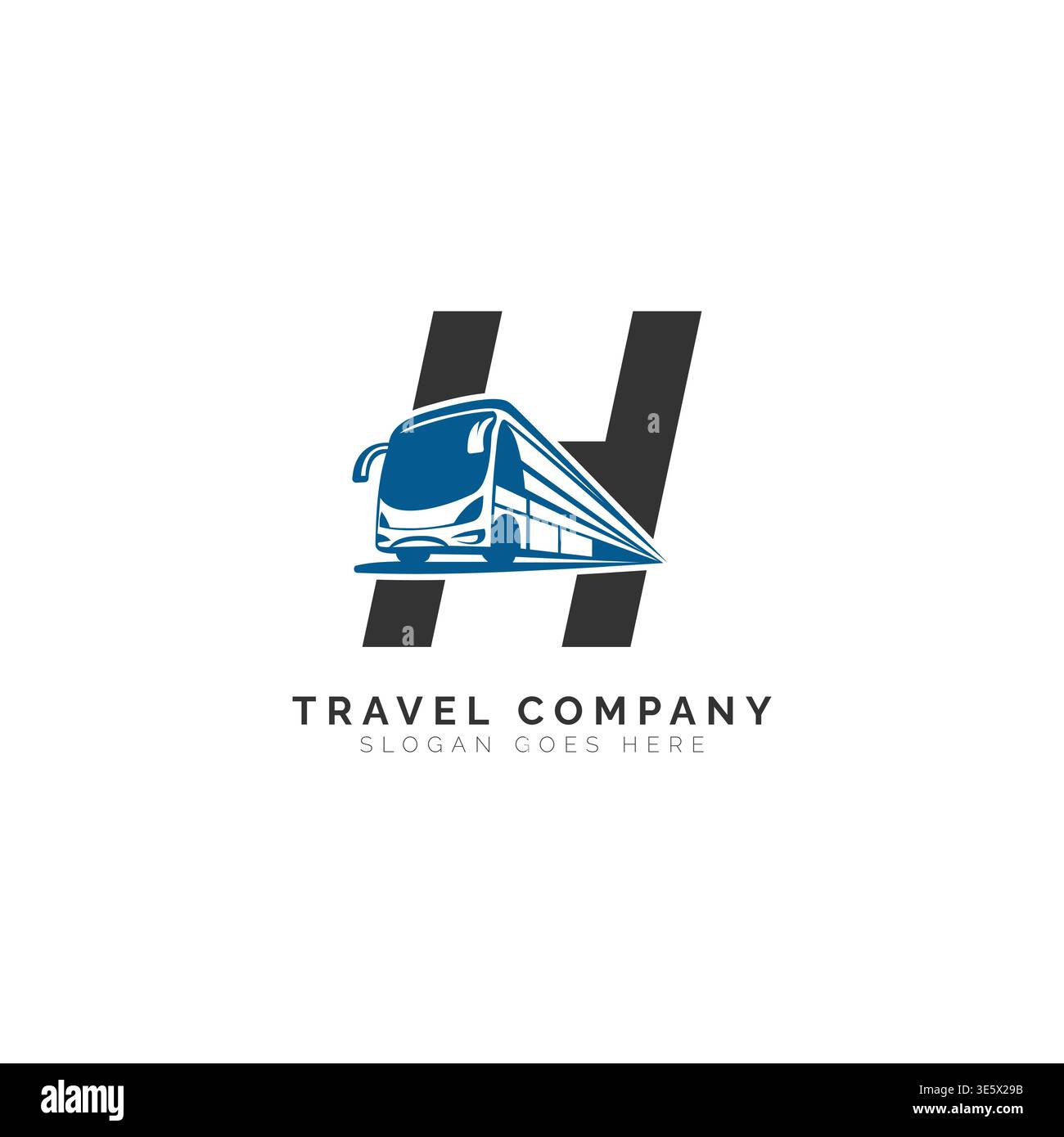 Letter H logo with bus illustration. Alphabet H Icon travel, and ...