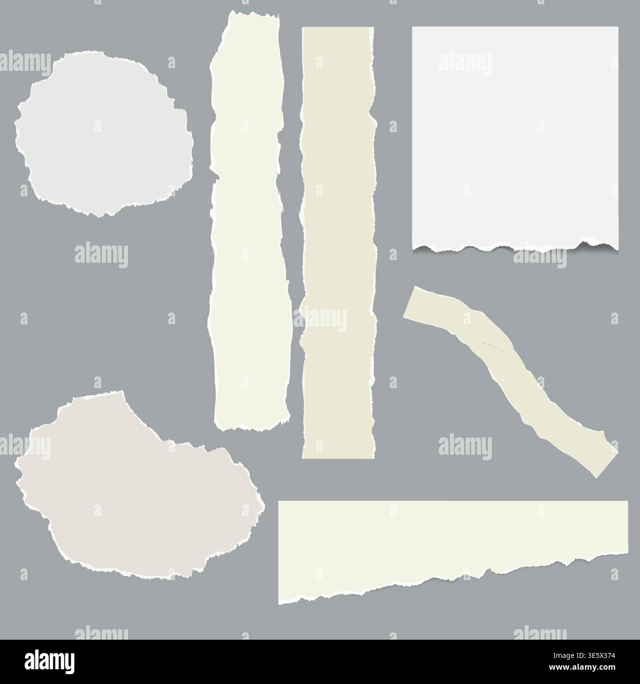 A piece of paper with a torn edge and simple doodle drawings. Vector ...