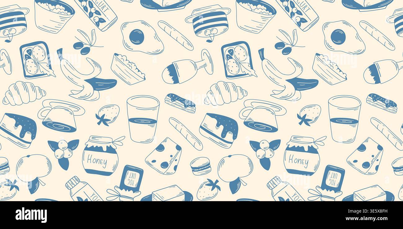 Hand drawn vintage breakfast print Stock Vector