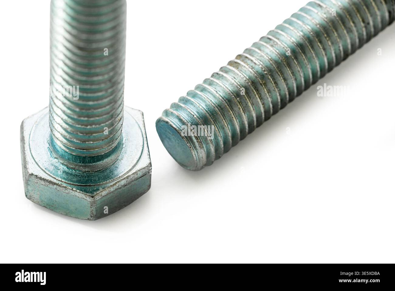 construction bolts close-up on a white isolated background Stock Photo