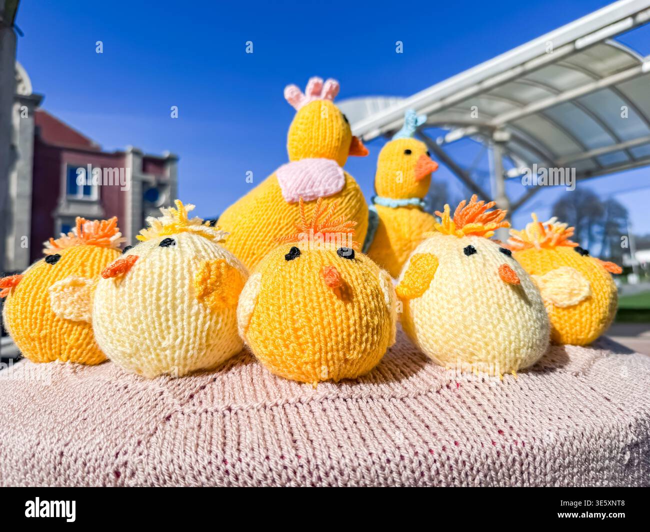 Easter Knitted Post Box covers - Smartphone Captured Stock Image