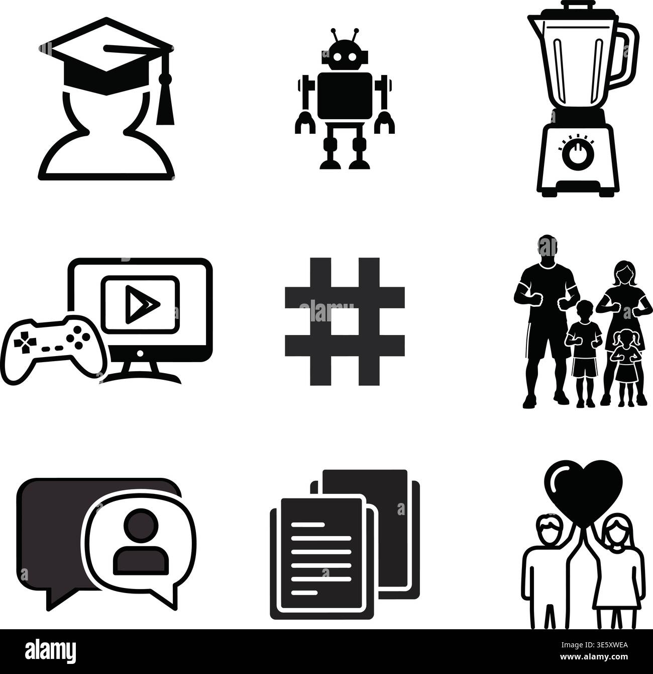 Technology and Family Icons Stock Vector