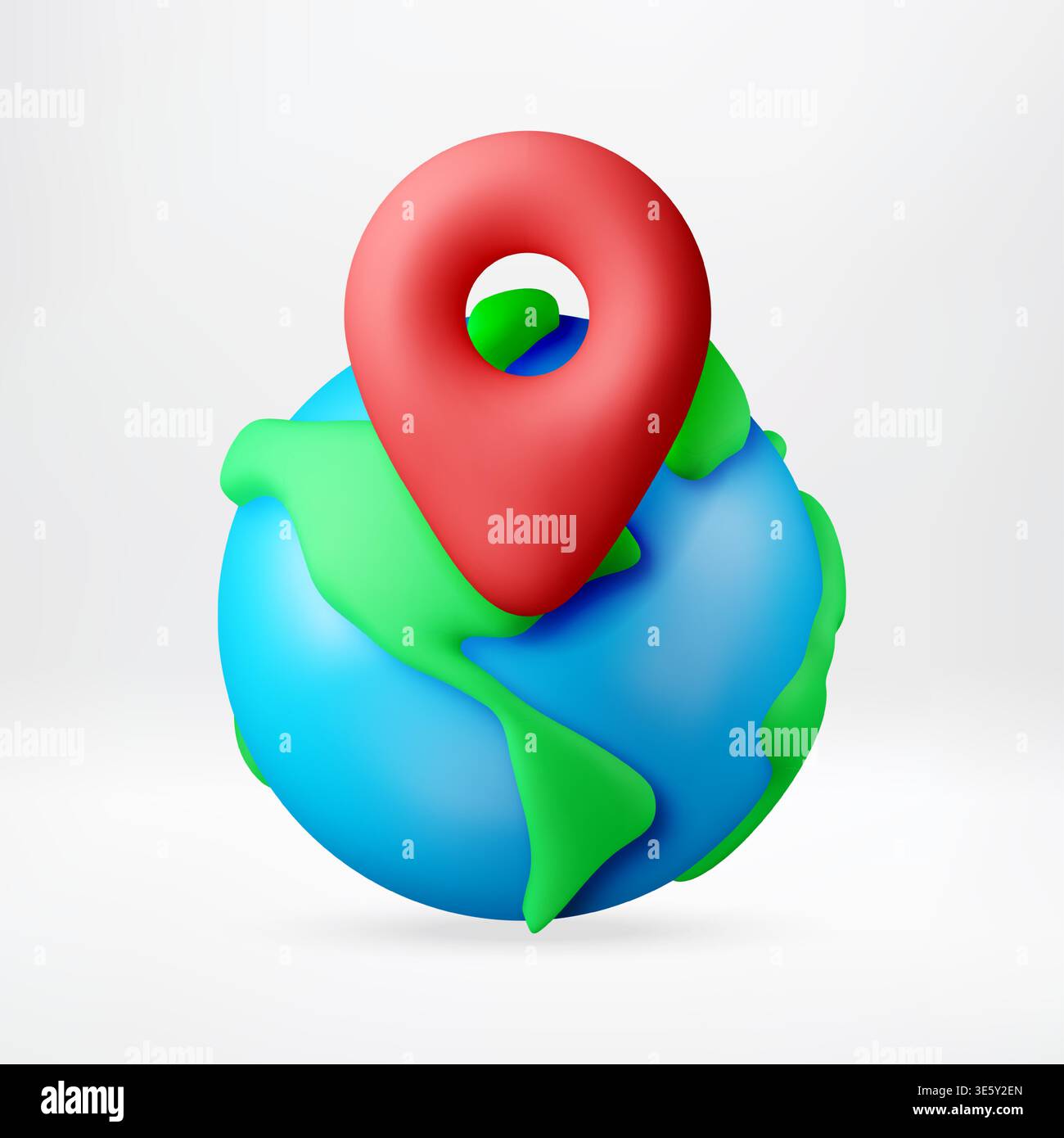 Red pin on 3D globe icon. Stock Vector