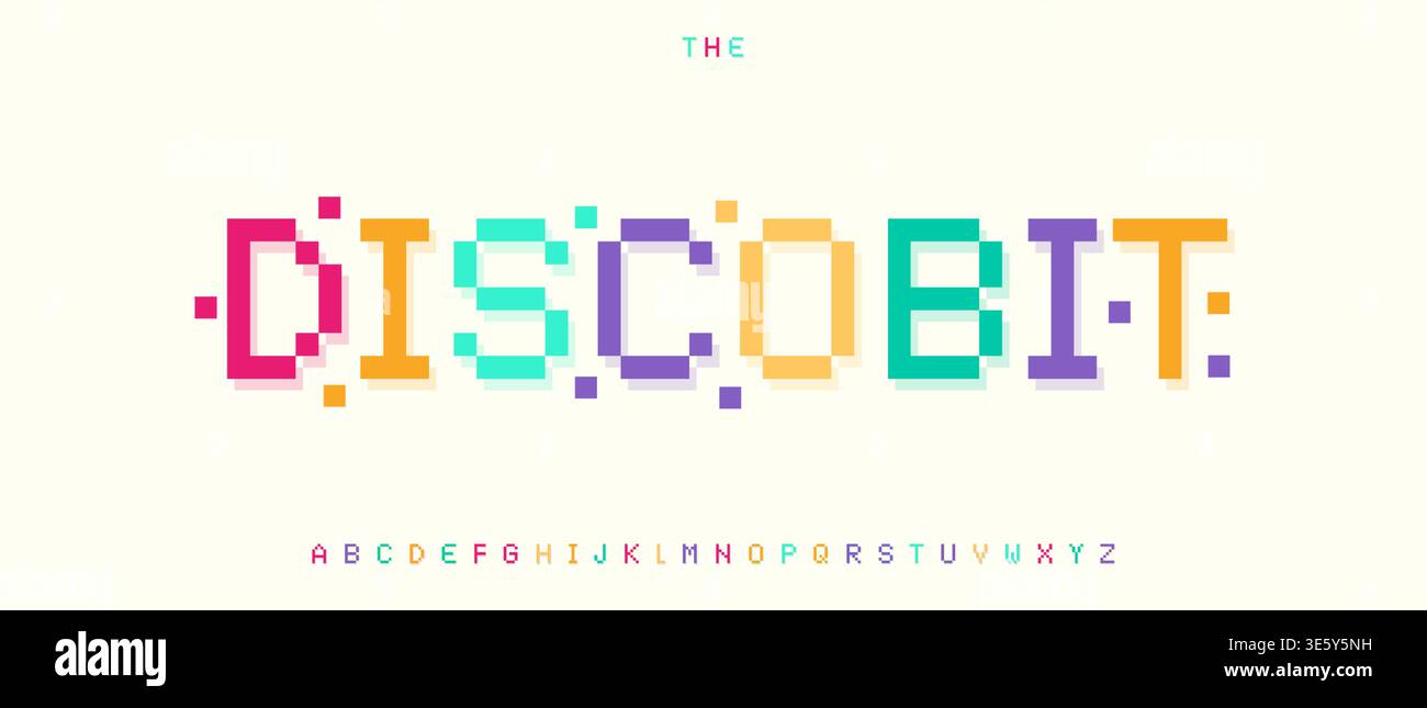 Colorful Arcade Font, 8bit Pixels Alphabet, 16bit pixel Letters, Y2K ...