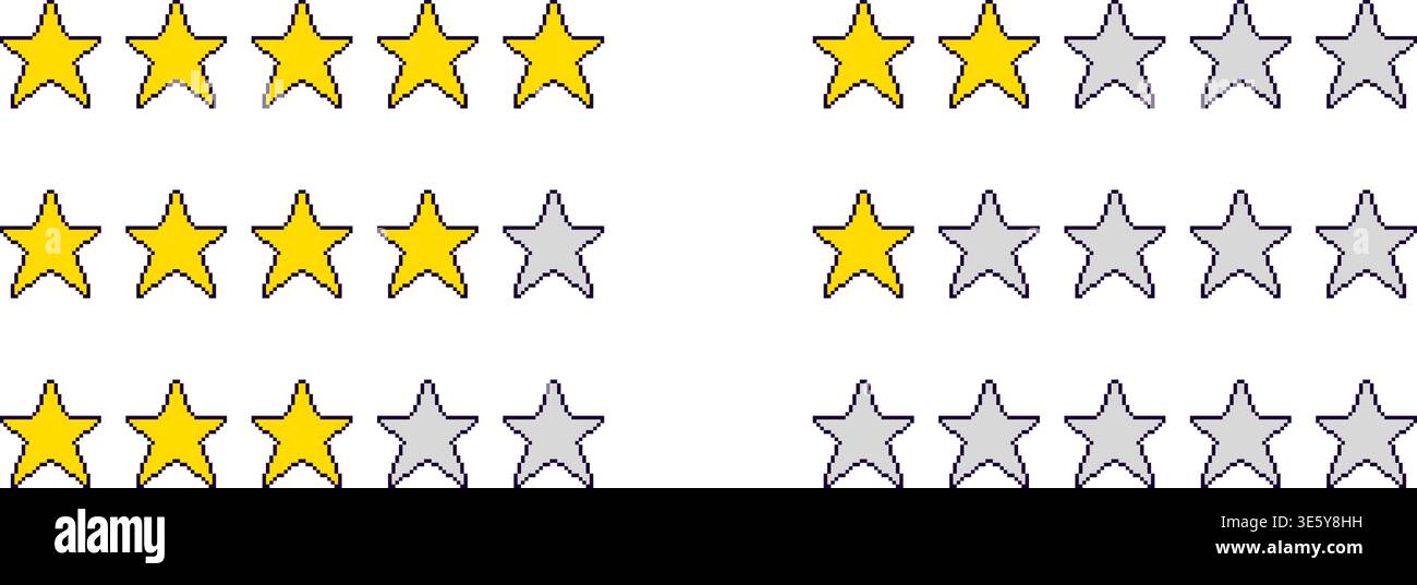 Pixel Star Rating Icons Zero To Five Stock Vector
