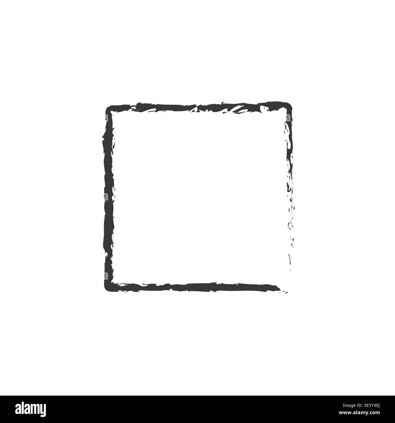 Black square frame. Distressed grunge border. Rough Vector shape. Abstract brush stroke Stock Vector
