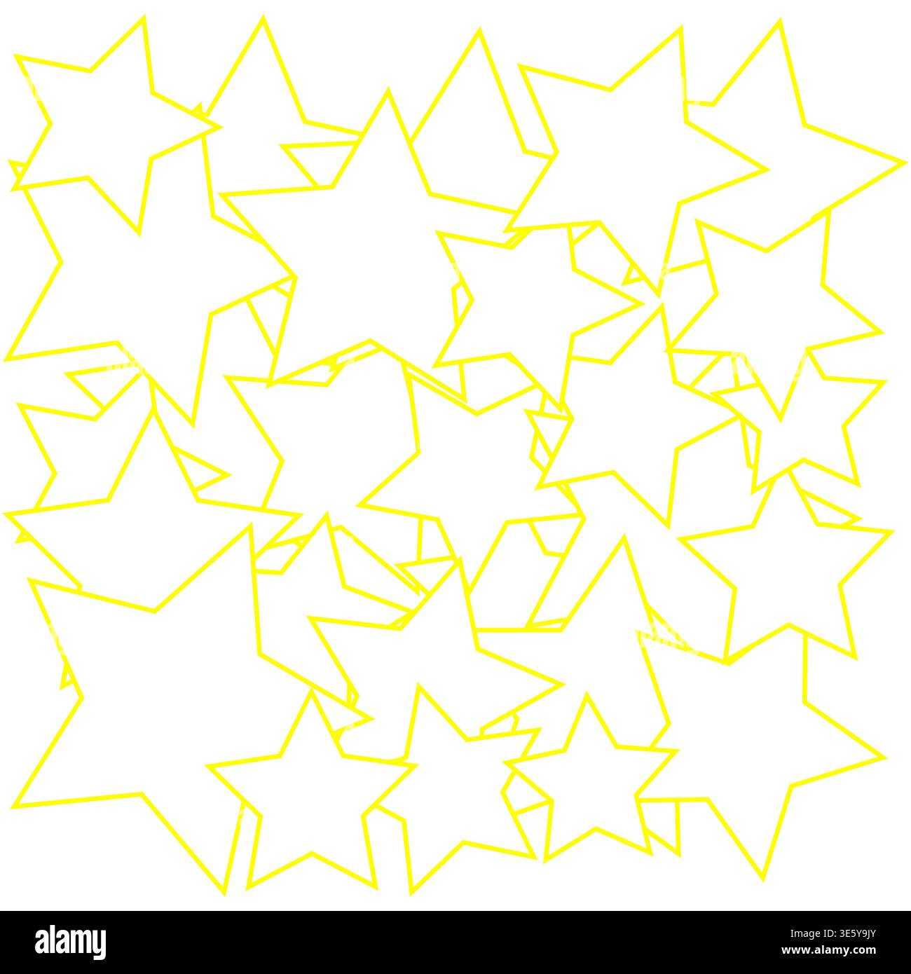 Excellent yellow stars set. Celestial star outlines Vector. Clean white background details. Beautiful shiny star composition. Stock Vector