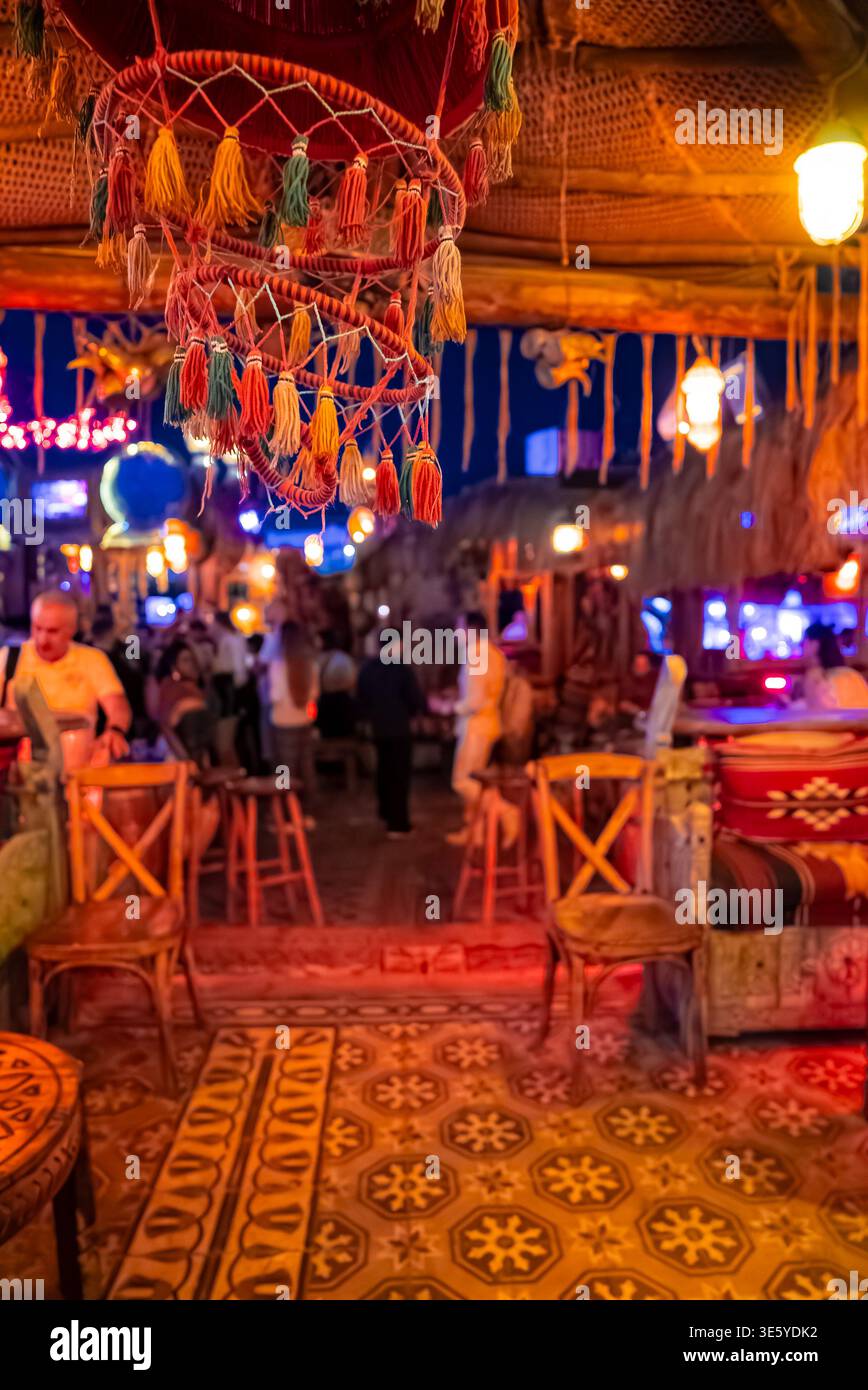 Evening lounge at Farsha Mountain Lounge, Sharm El Sheikh, Egypt Stock Photo