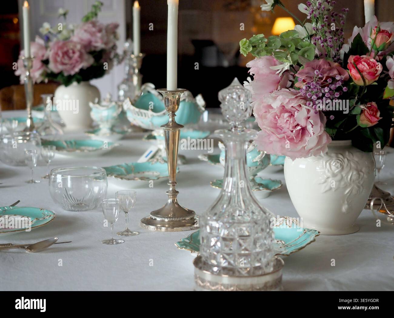 Table laid for dinner, Felbrigg Hall, Norfolk, UK Stock Photo