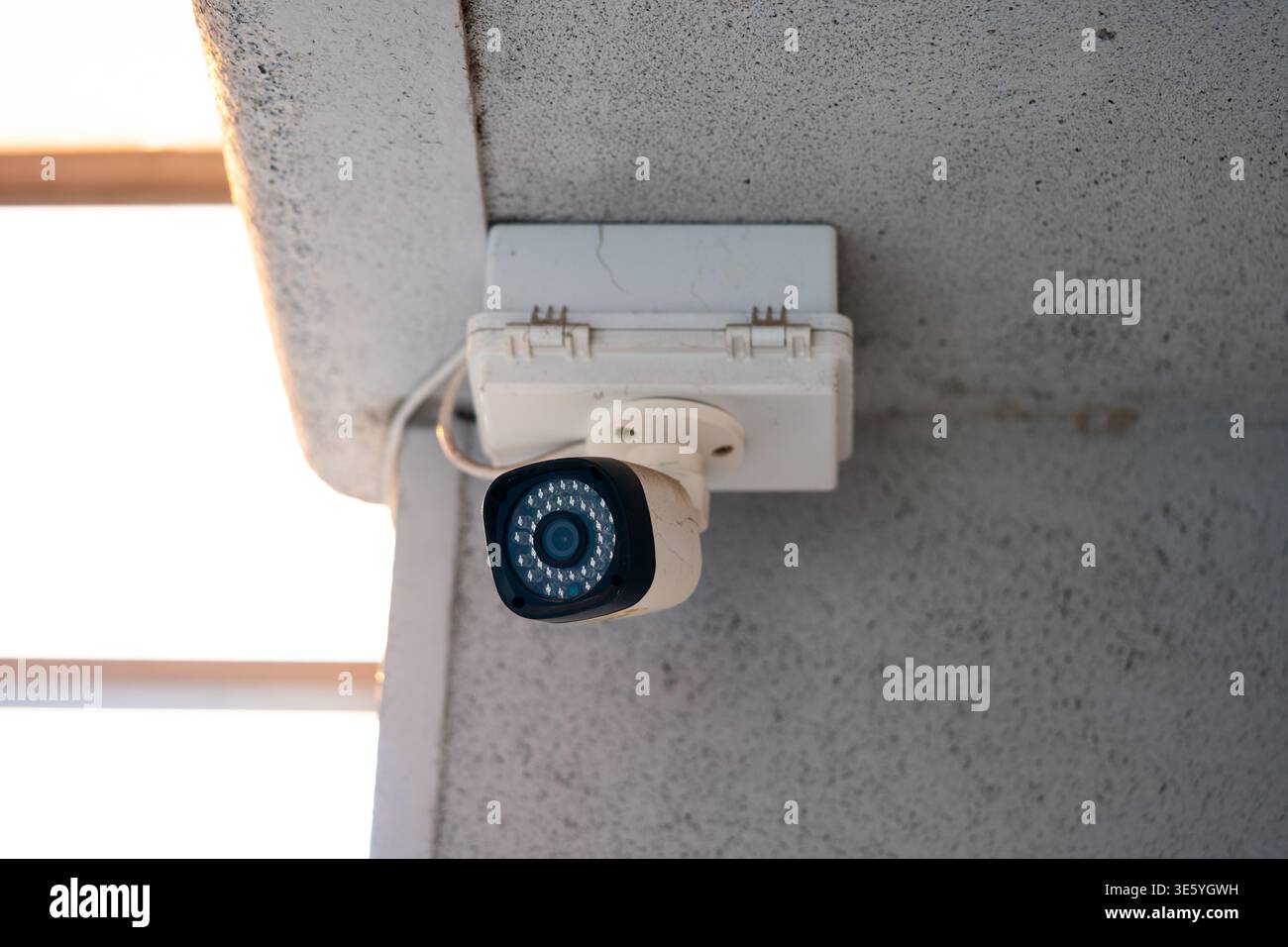 CCTV camera on white background with home security system concept Stock Photo