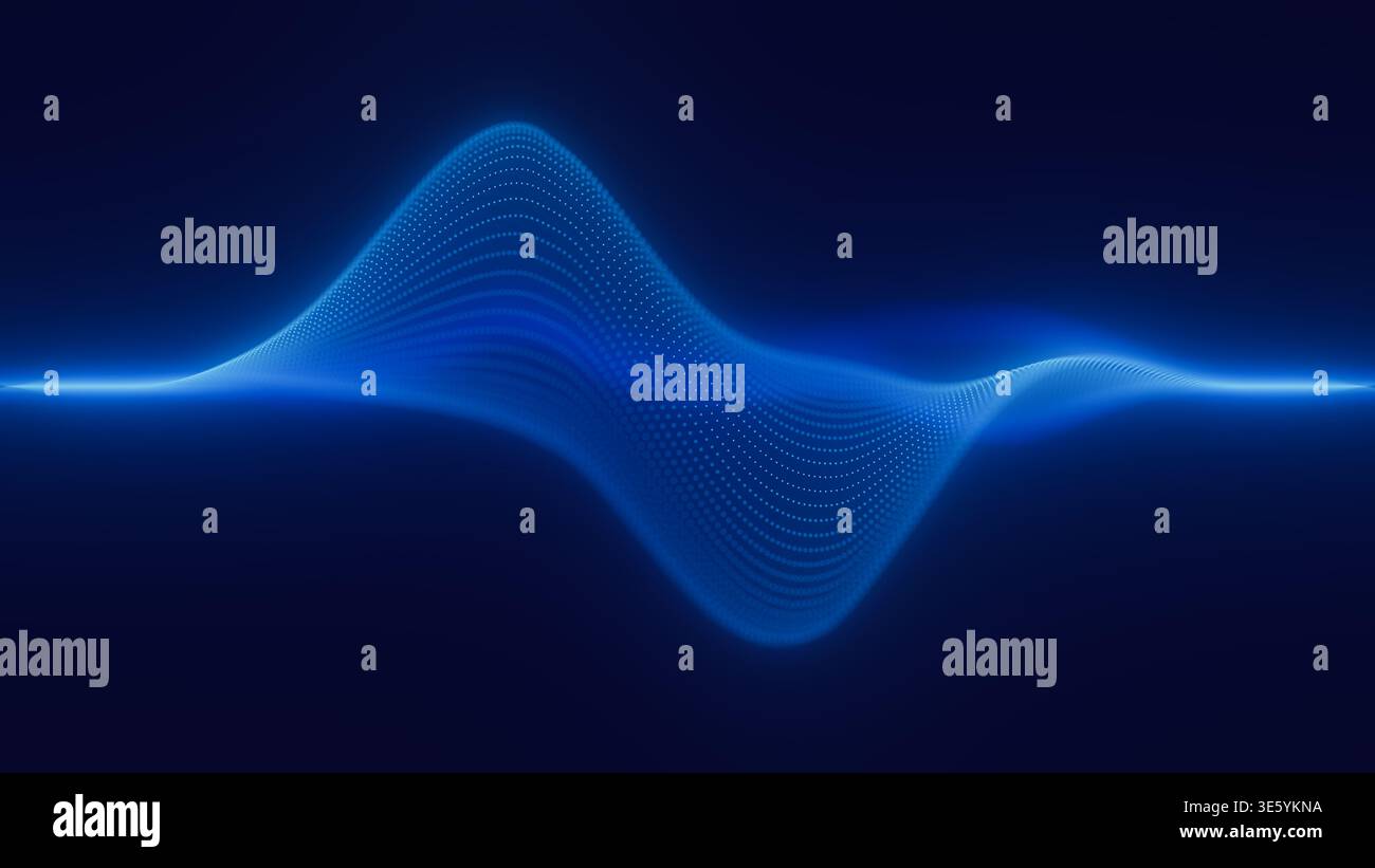 Audio blue waveform digital particle wave background. Abstract music ...