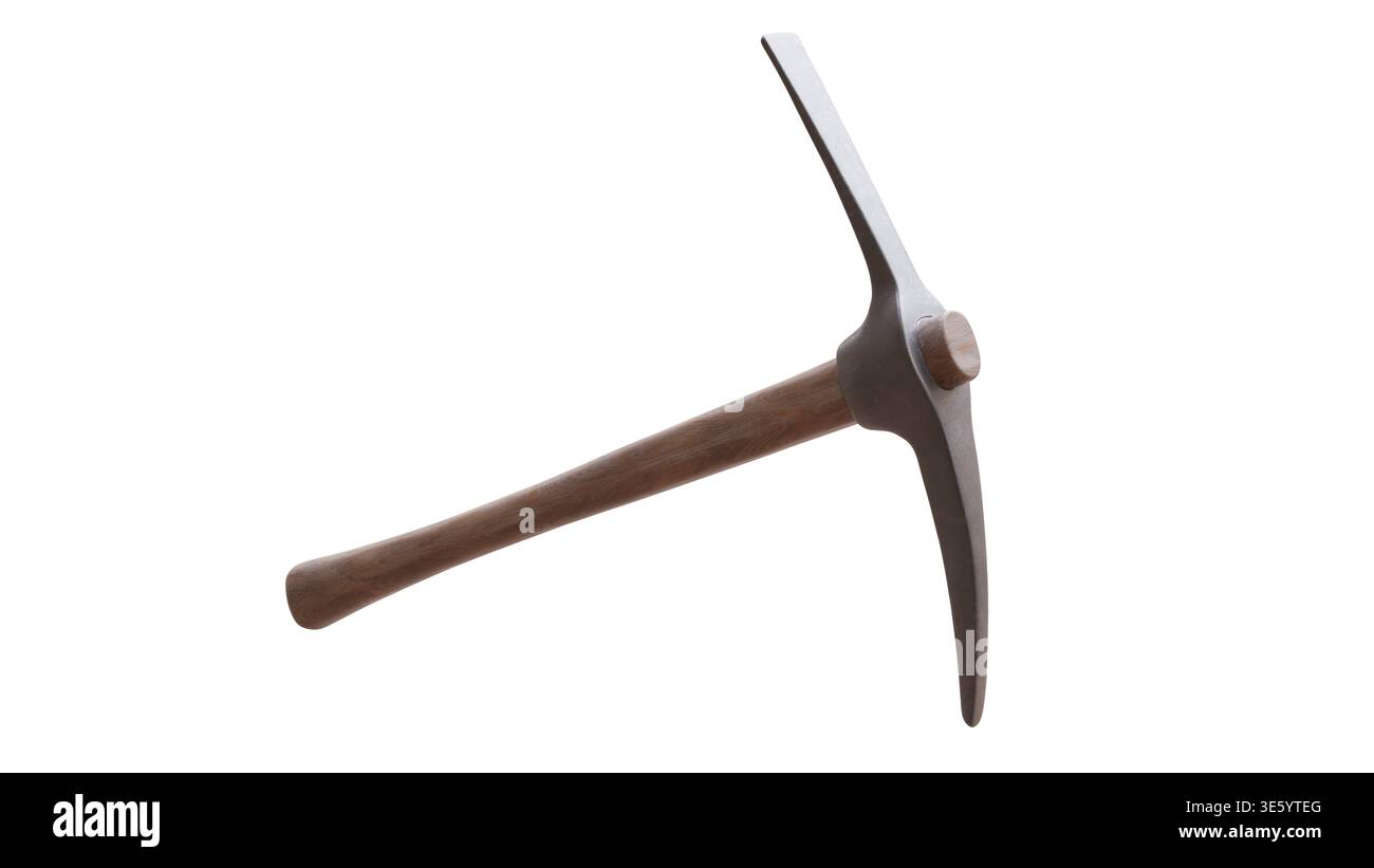 Pickaxe hand tool isolated on white, 3d illustration Stock Photo