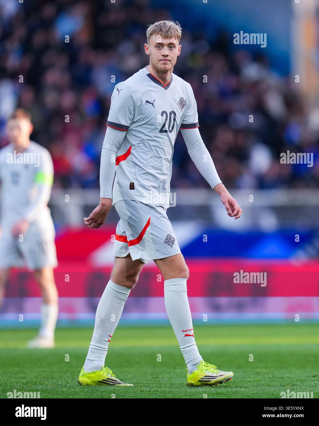 AUXERRE, FRANCE - MARCH 30: Viktor Dadason of Iceland looks on