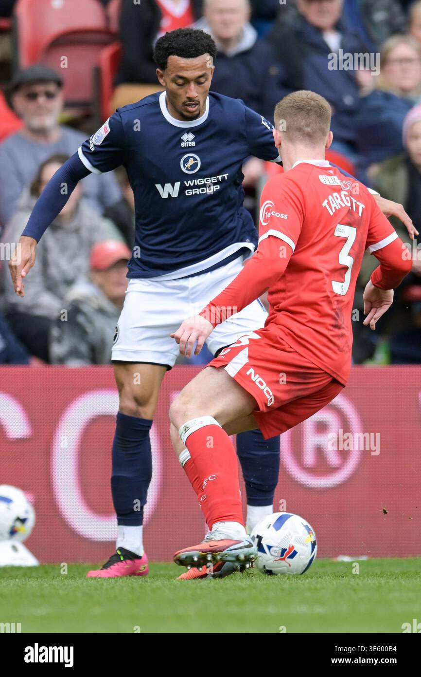 Femi Azeez of Millwall FC looks to beat Matt Targett of Middlesbrough ...