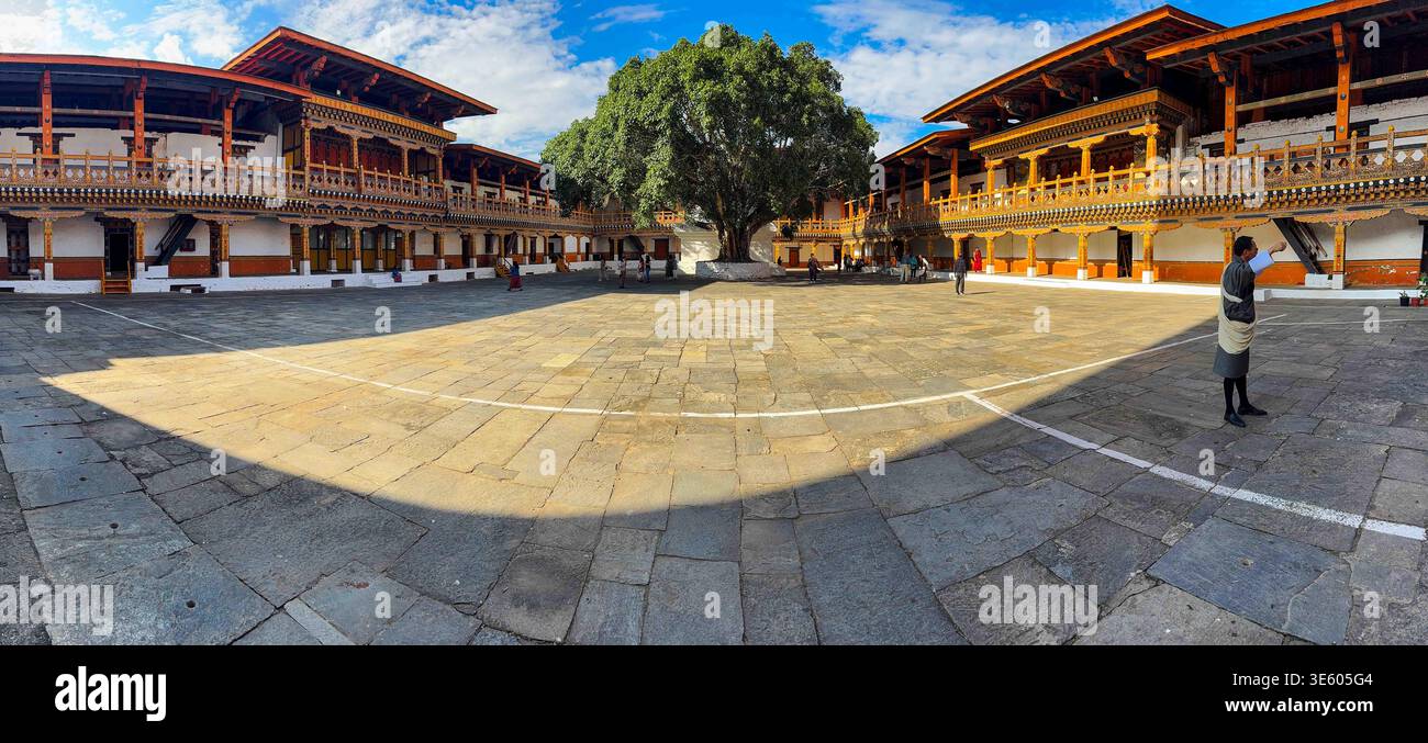 Punakha Djing at the confluence of the Mo Chhu and Pho Chhu rivers.  The second-largest and second-oldest dzong in Bhutan - Smartphone Captured Stock Image
