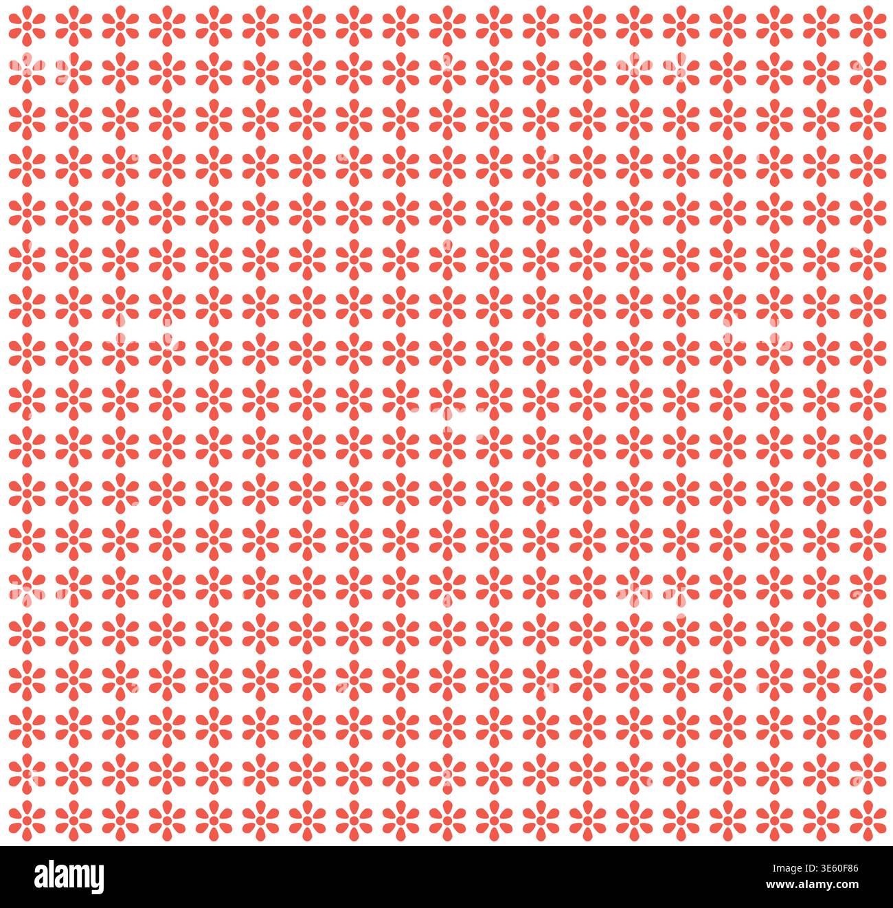 Seamless Red Floral Geometric Pattern on White Background Stock Vector