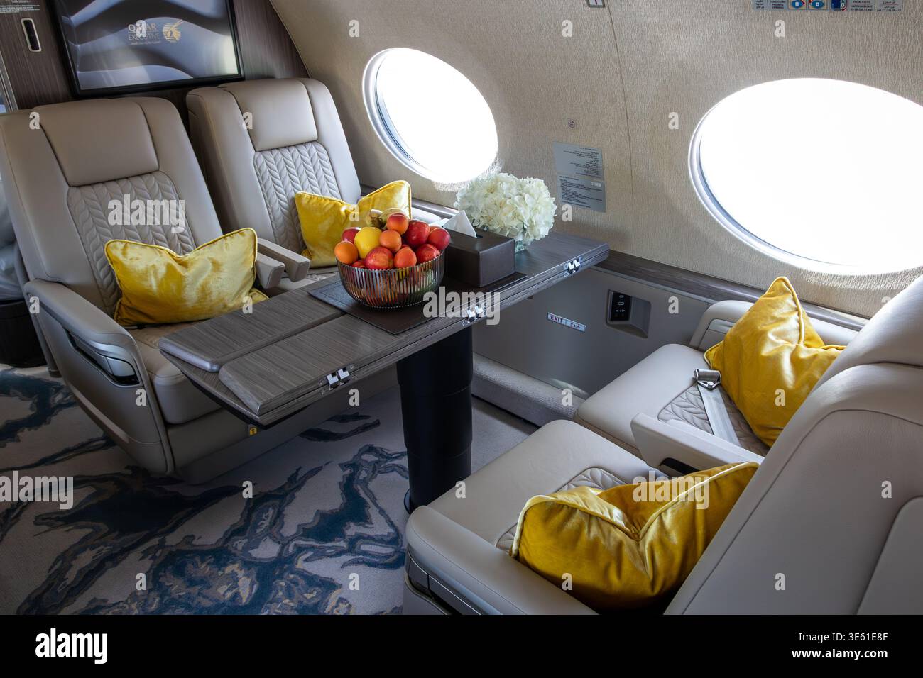 Qatar Executive Gulfstream G700 business jet interior with a modern ...