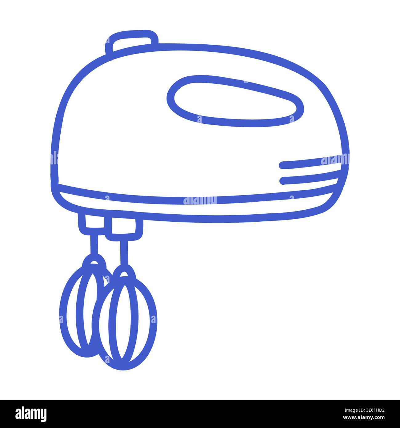 Hand mixer in linear vector icon style. Hand drawn icon. Outline vector isolated illustration. Stock Vector