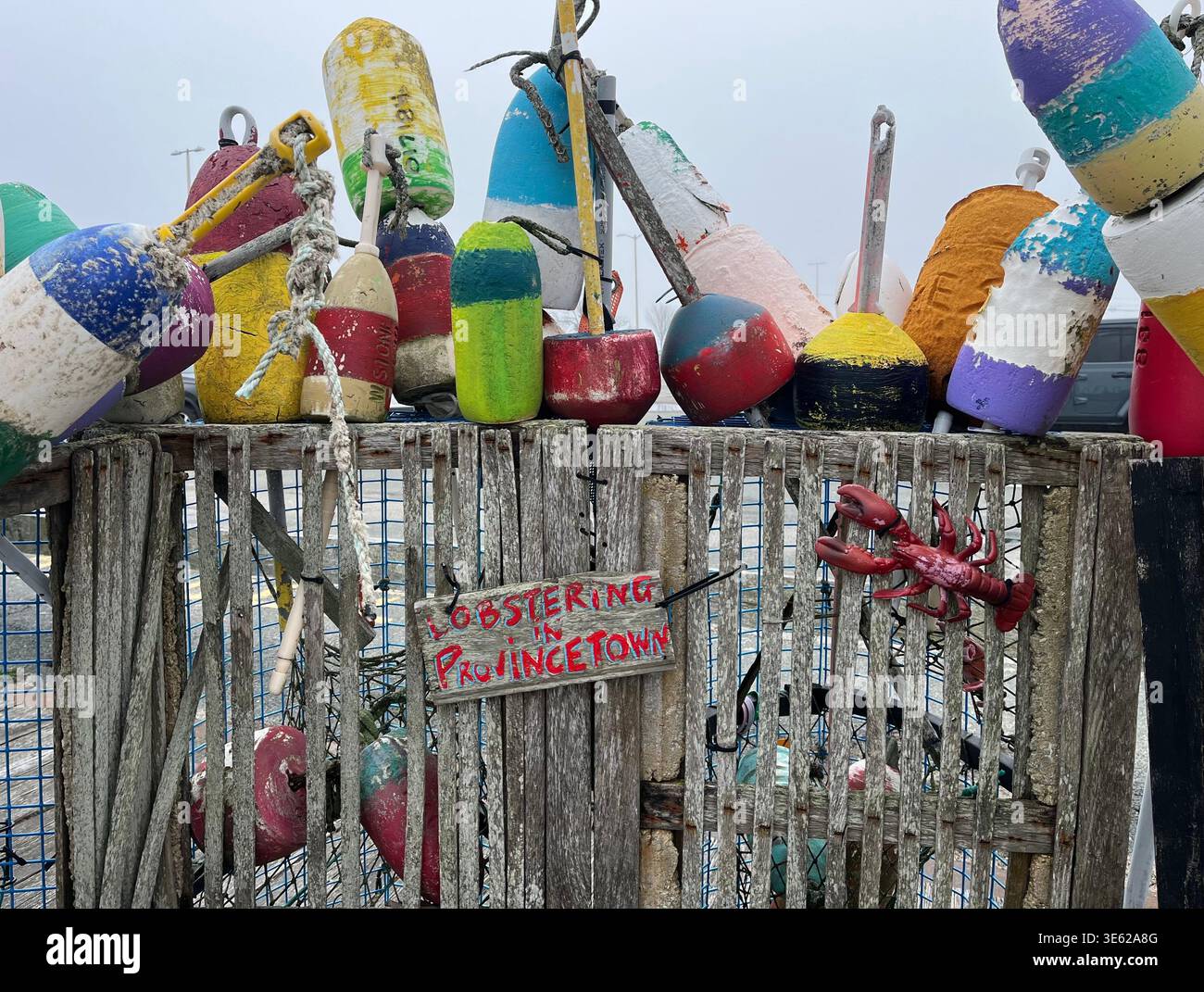 Lobster trap decoration in Provincetown, Massachusetts. - Smartphone Captured Stock Image