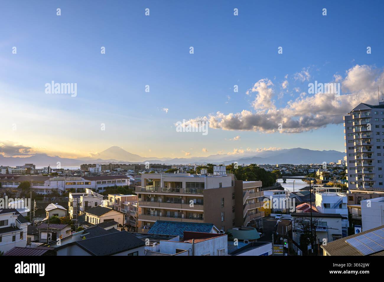 Mount Fuji seen over Fujisawa City - Fujisawa, Kanagawa, Japan - 10 November 2025 Stock Photo
