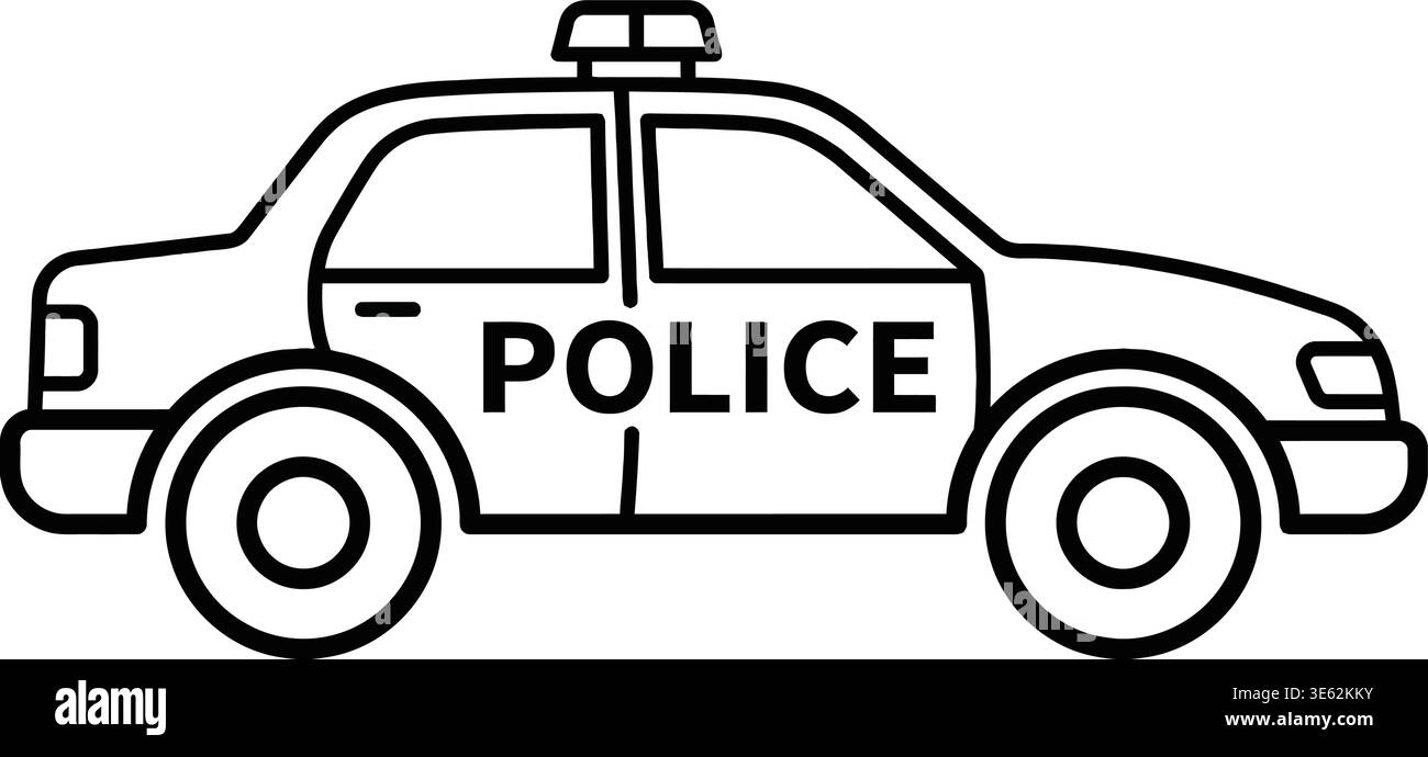 Police Car Line Art Icon – Minimalist Law Enforcement Vehicle Outline ...