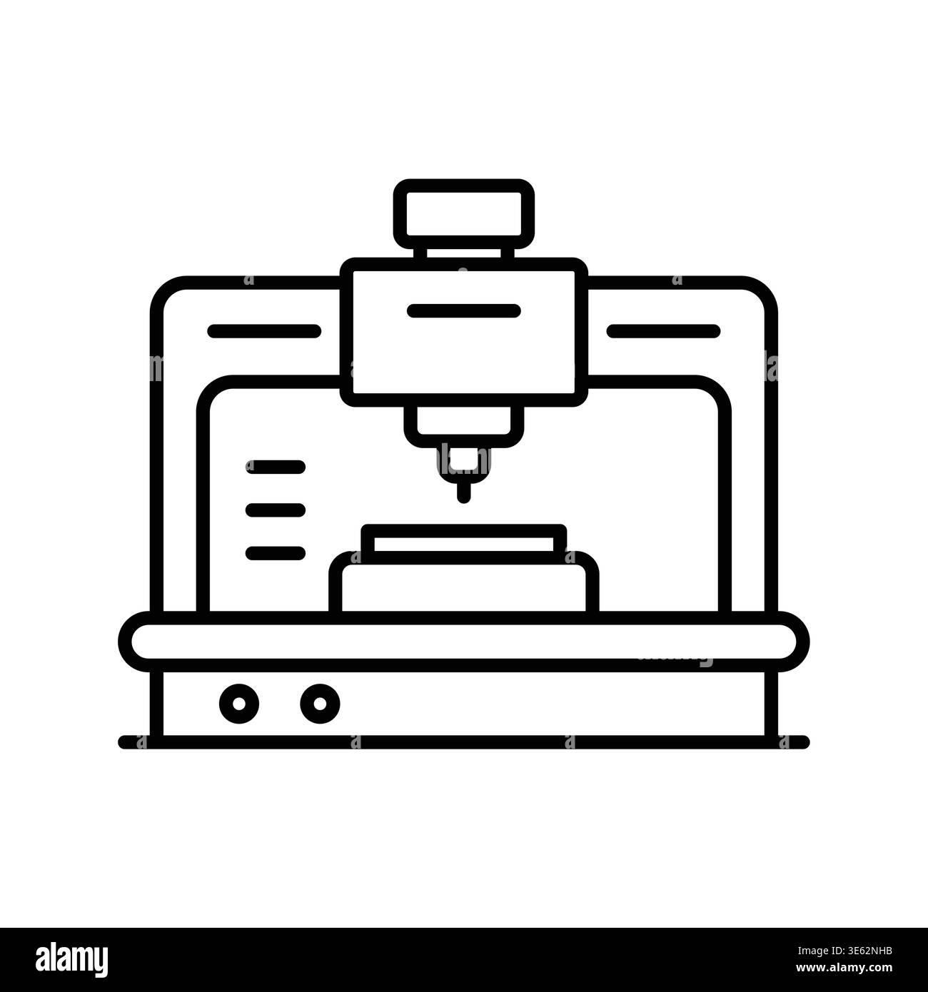 A modern CNC machine designed for precision milling and cutting in a workshop environment. This advanced tool showcases engineering technology for cre Stock Vector