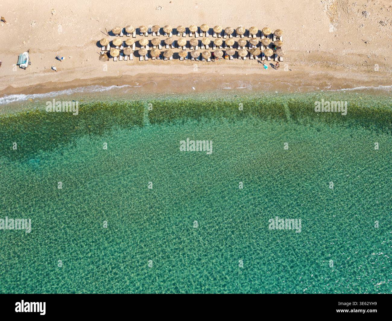 Top Down View of Livadi Beach on Thasos island, Greece Stock Photo