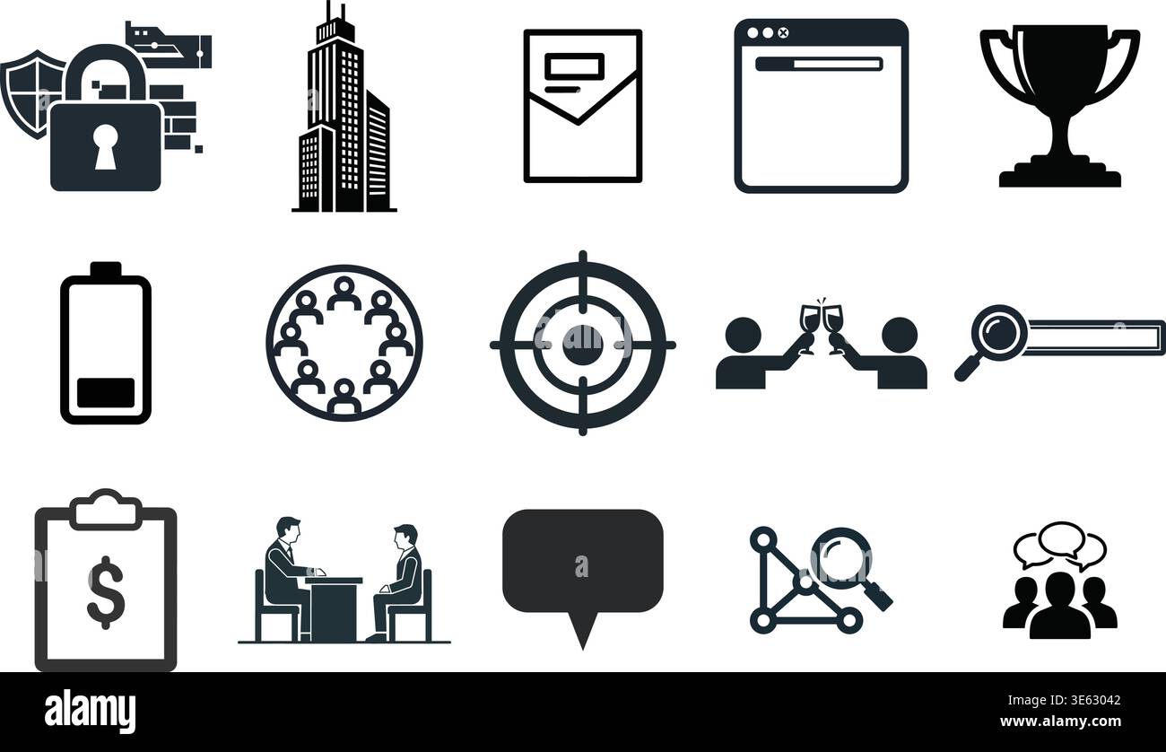 Business and Technology Icons Collection Stock Vector