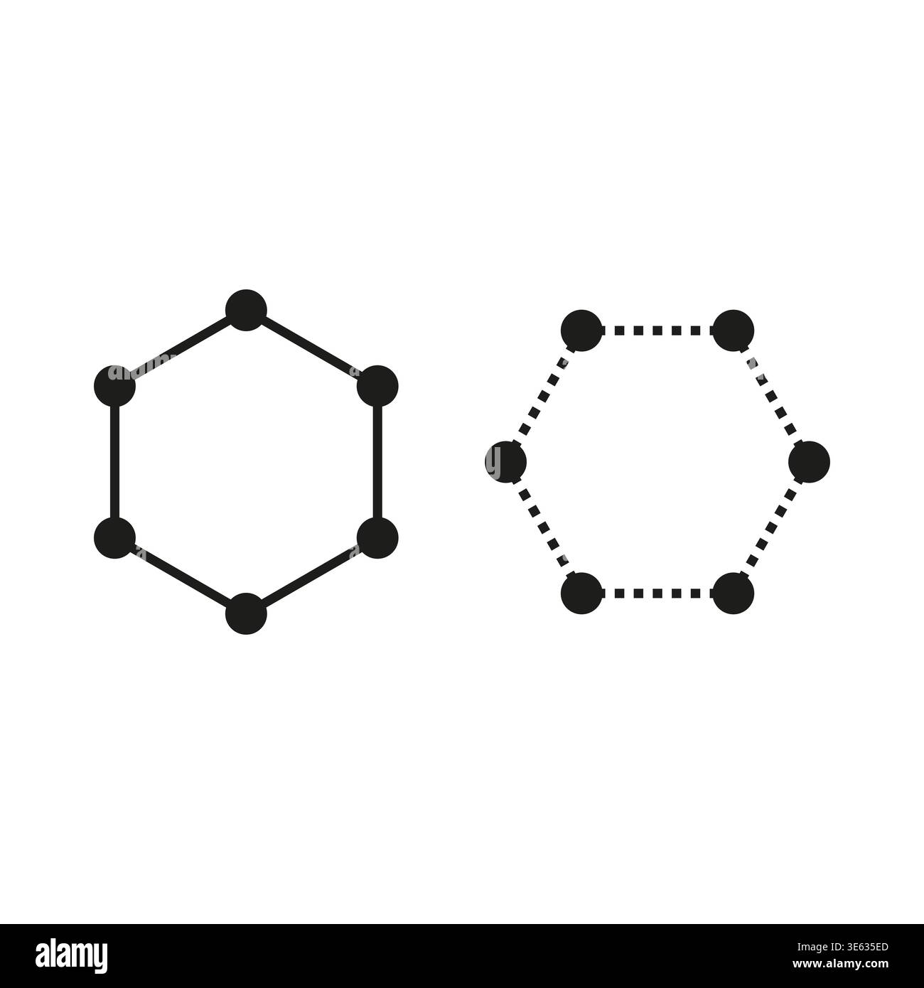 Hexagon icon set. Chemistry Vector model. Hexagonal structure symbol ...