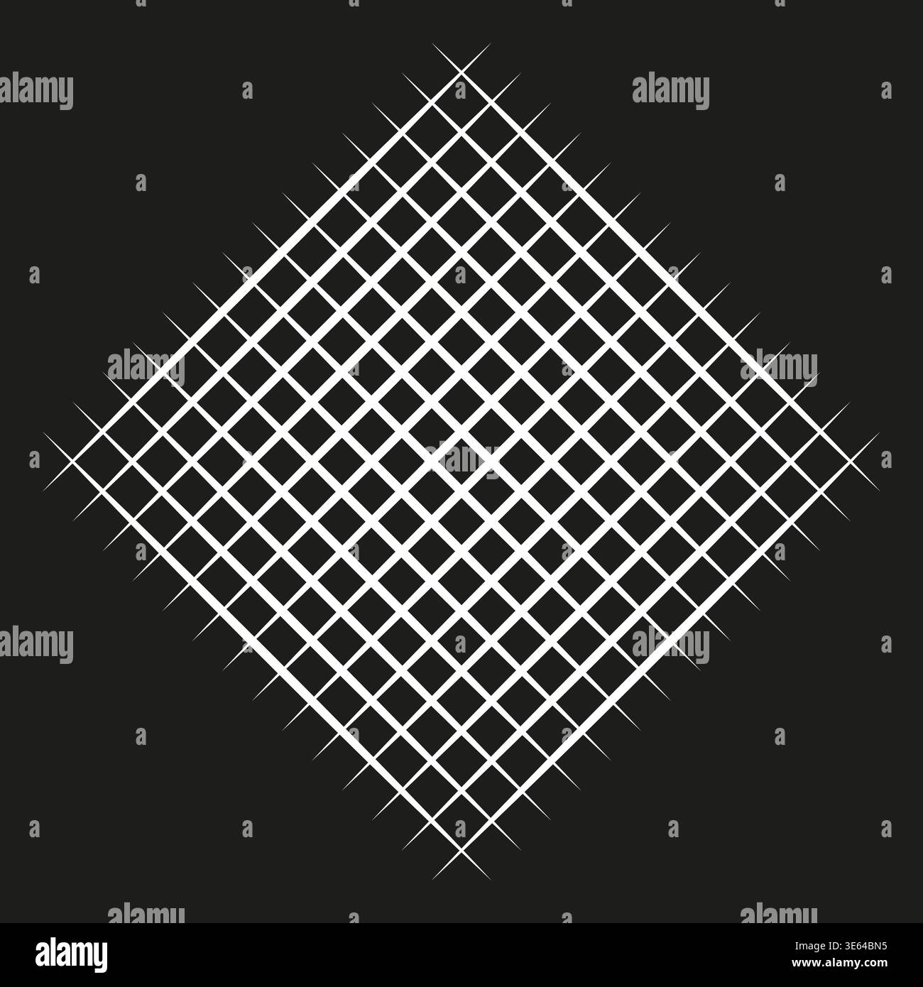 Diamond grid Vector. Mesh lattice pattern. Geometric net symbol. Wireframe square element. Manual vector only. No autotrace used. EPS 10. Stock Vector