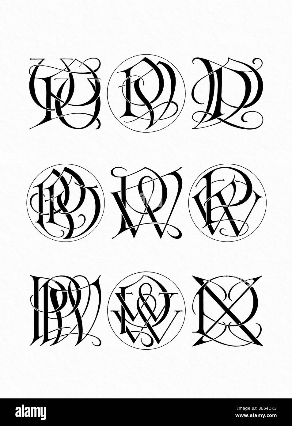 Interlocking Letters 40 Monogram initials combinations, decorative interlocking letters in ...