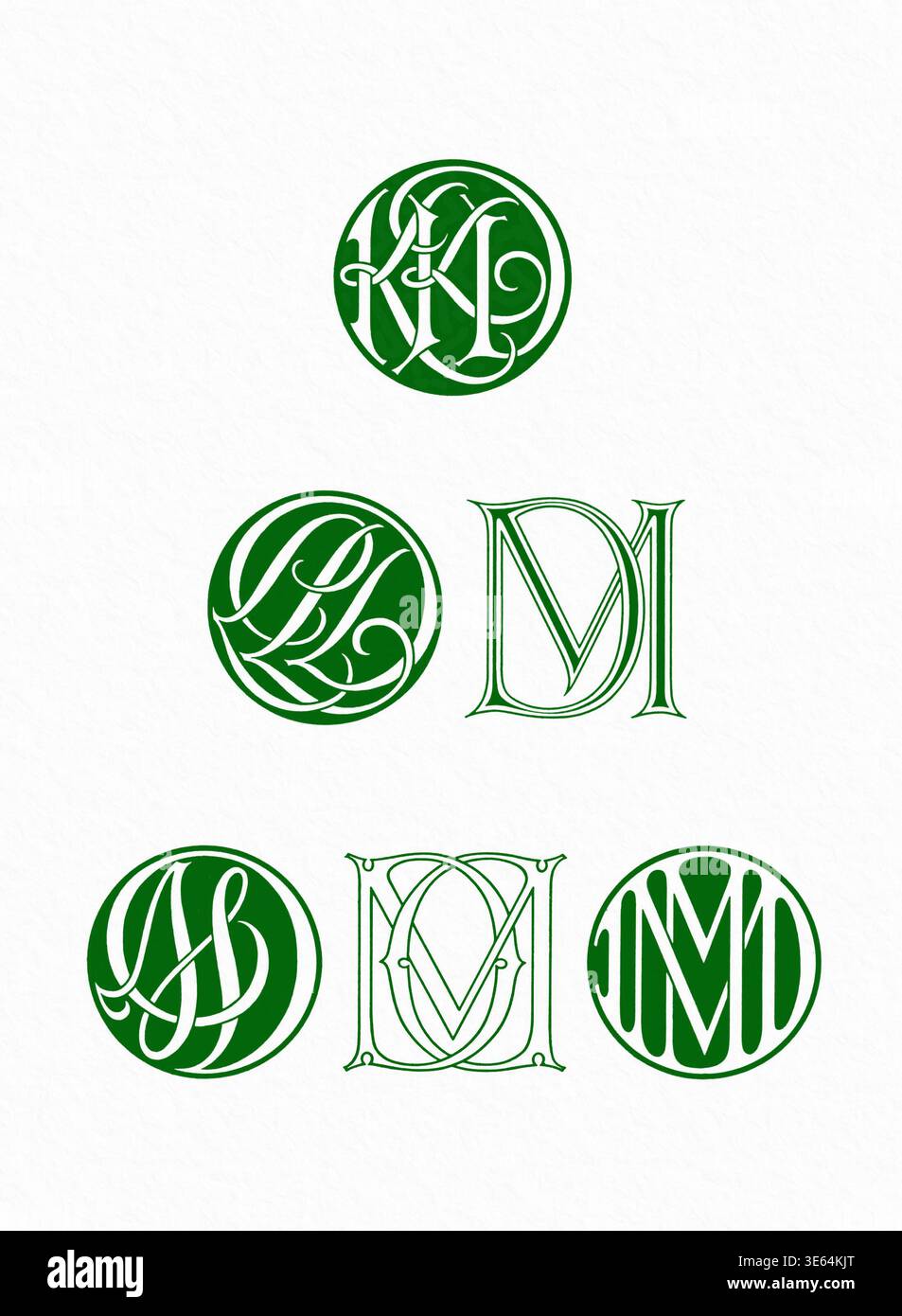 Monogram initials combinations, decorative interlocking letters in ...