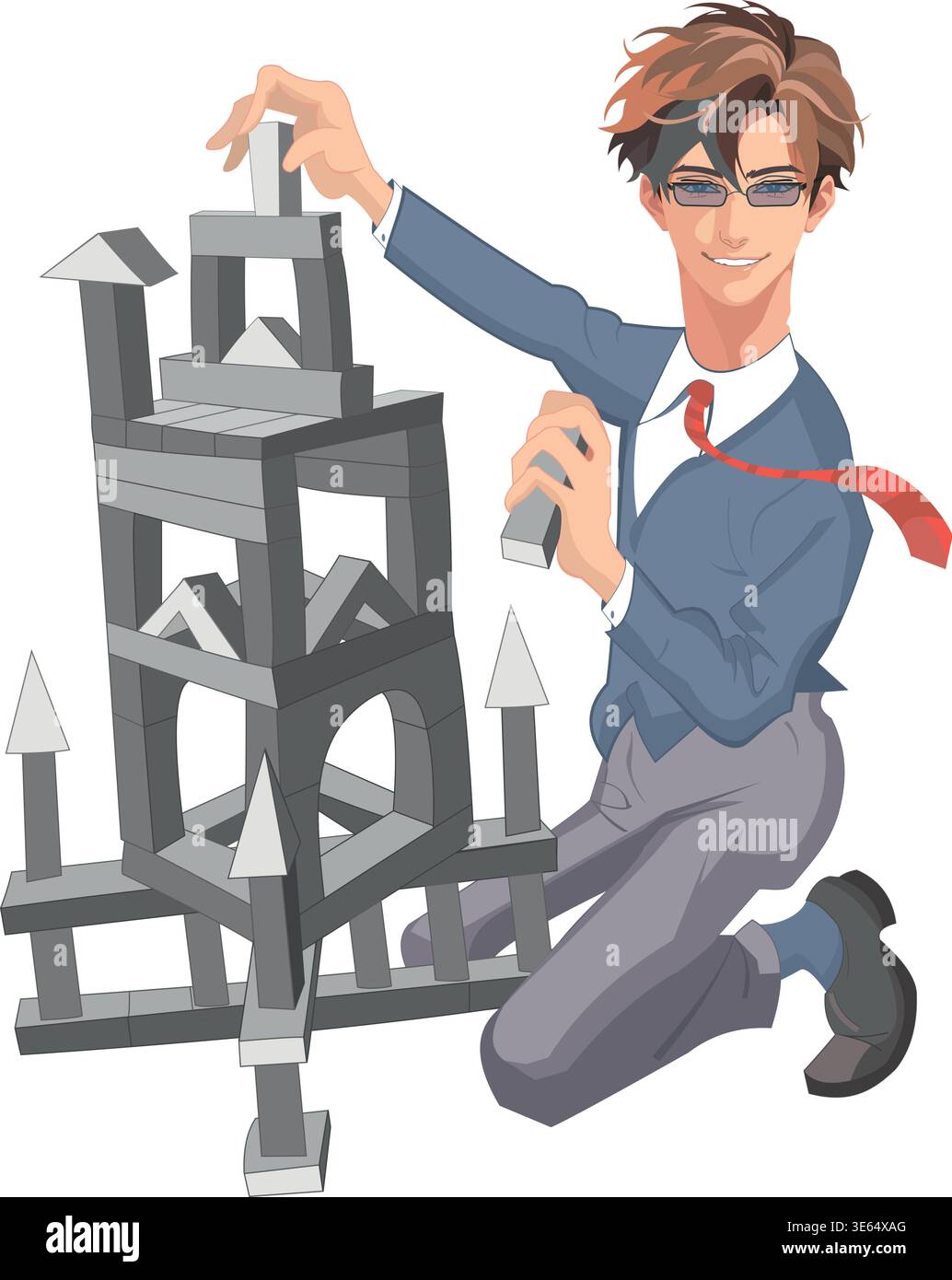 Male architect making model building. Model of the building. Project ...