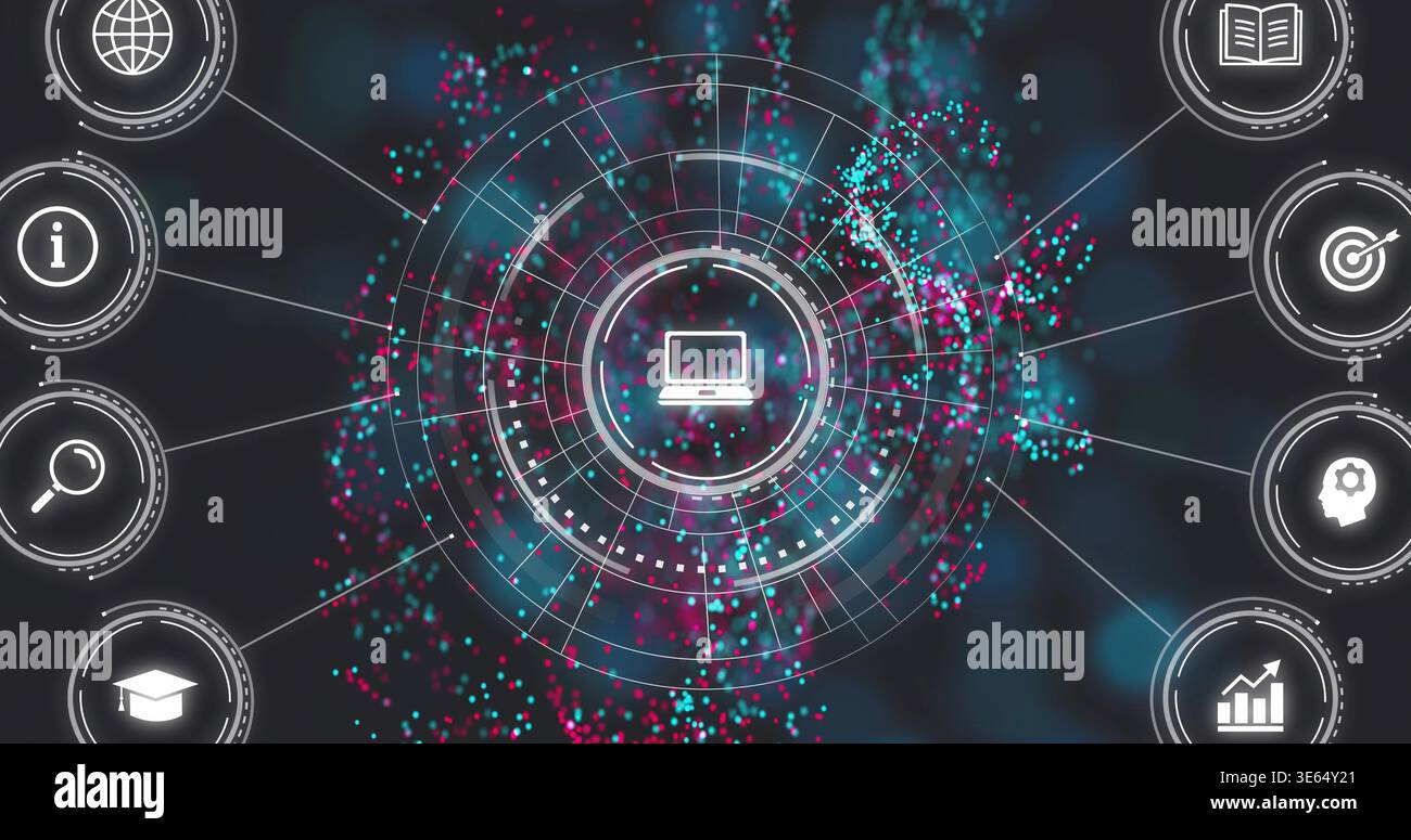 Animated neon cyan magenta dots hi-res stock photography and images - Alamy