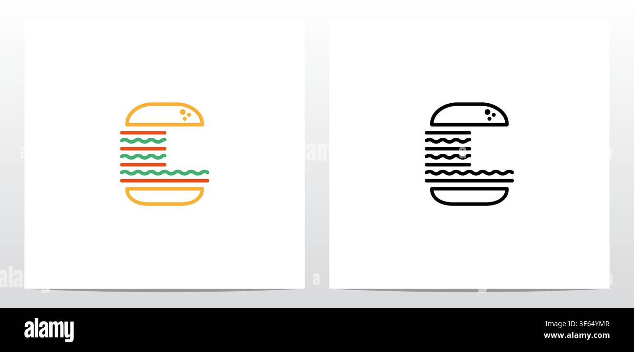 Cheese Burger Letter Logo Design L Stock Vector
