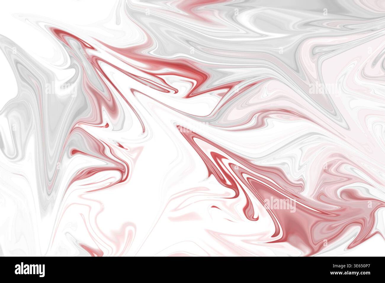 A detailed abstract liquid marble texture showing intricate swirls of red and grey against a clean white background, perfect for creative projects. Stock Photo