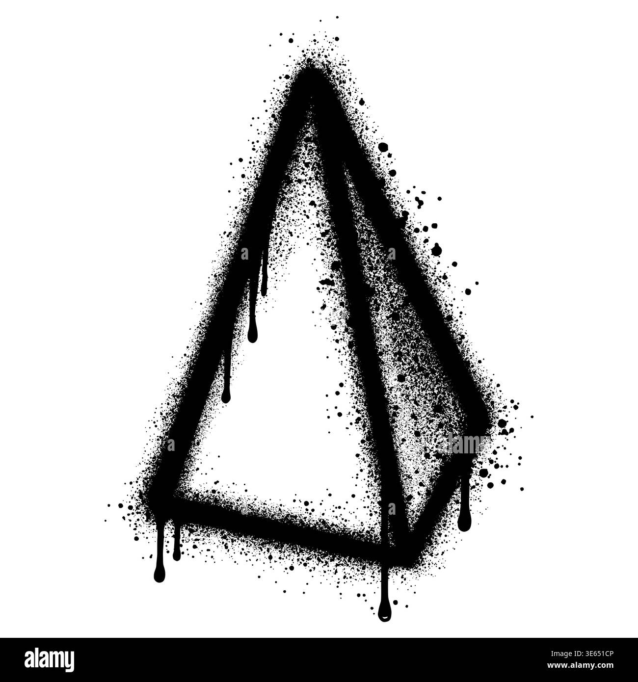 Triangular Pyramid Chart Template with black sprayed graffiti style. Stock Vector