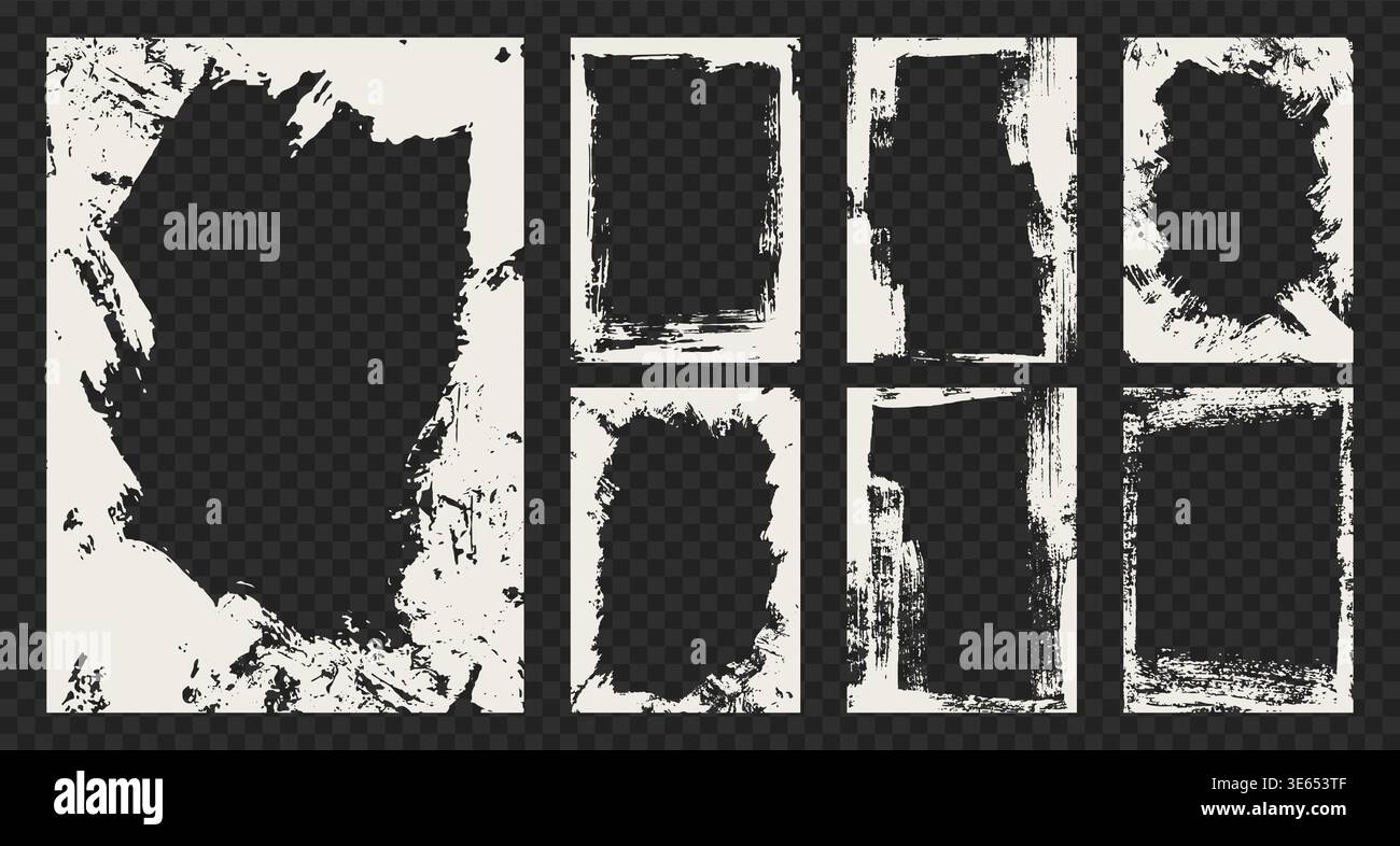 White Gouache Grunge Frames. Vertical templates. Stock Vector
