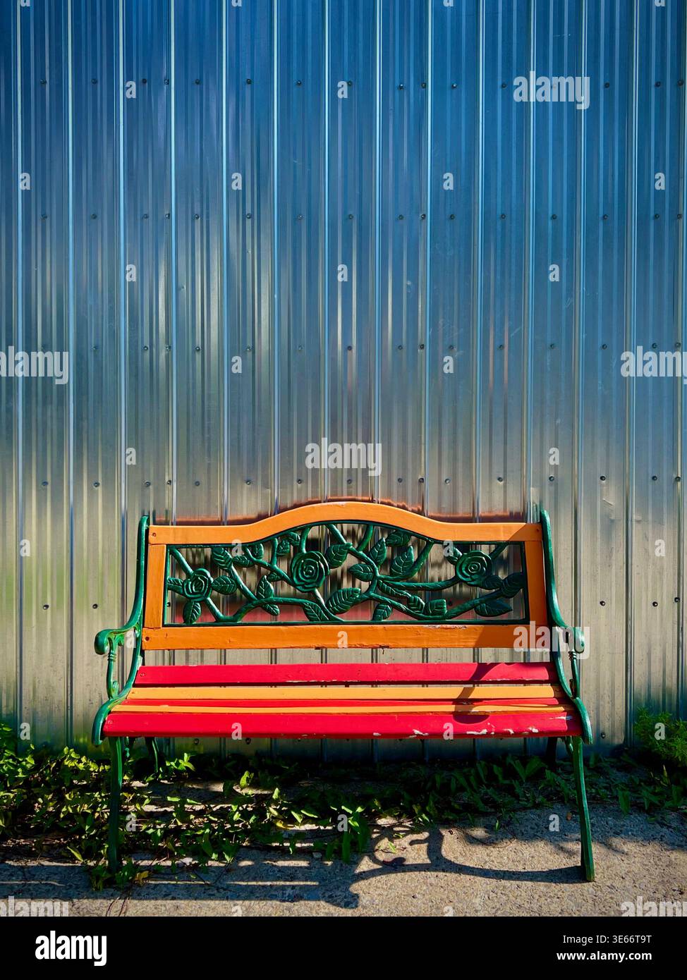 Empty colorful bench Stock Photo